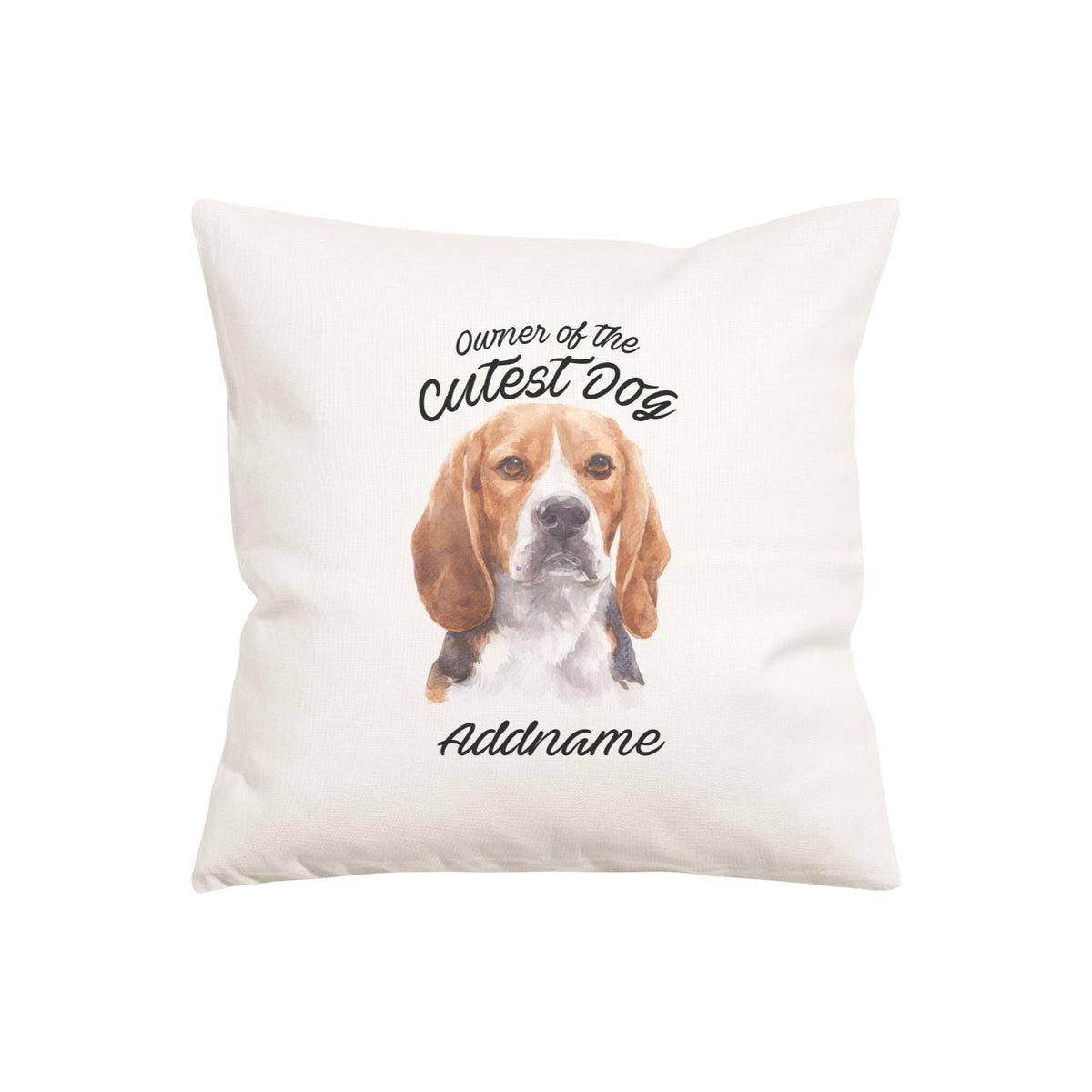 Watercolor Dog Owner Of The Dog Beagle Frown Addname Pillow Cushion