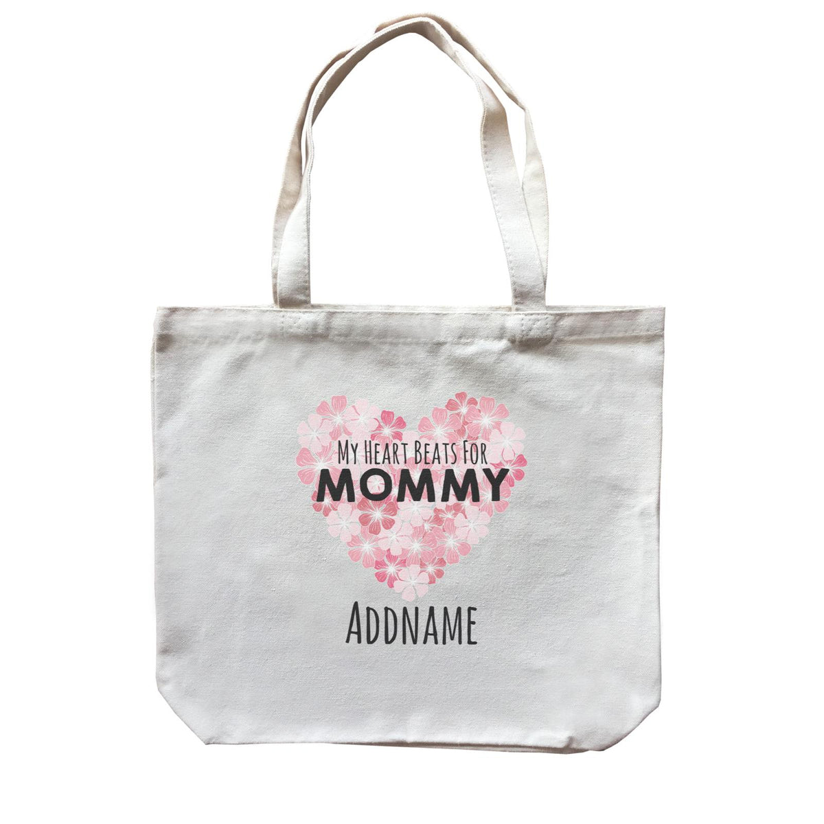 Drawn Mom &amp; Dad Love Heart Beats for Mommy Addname Canvas Bag