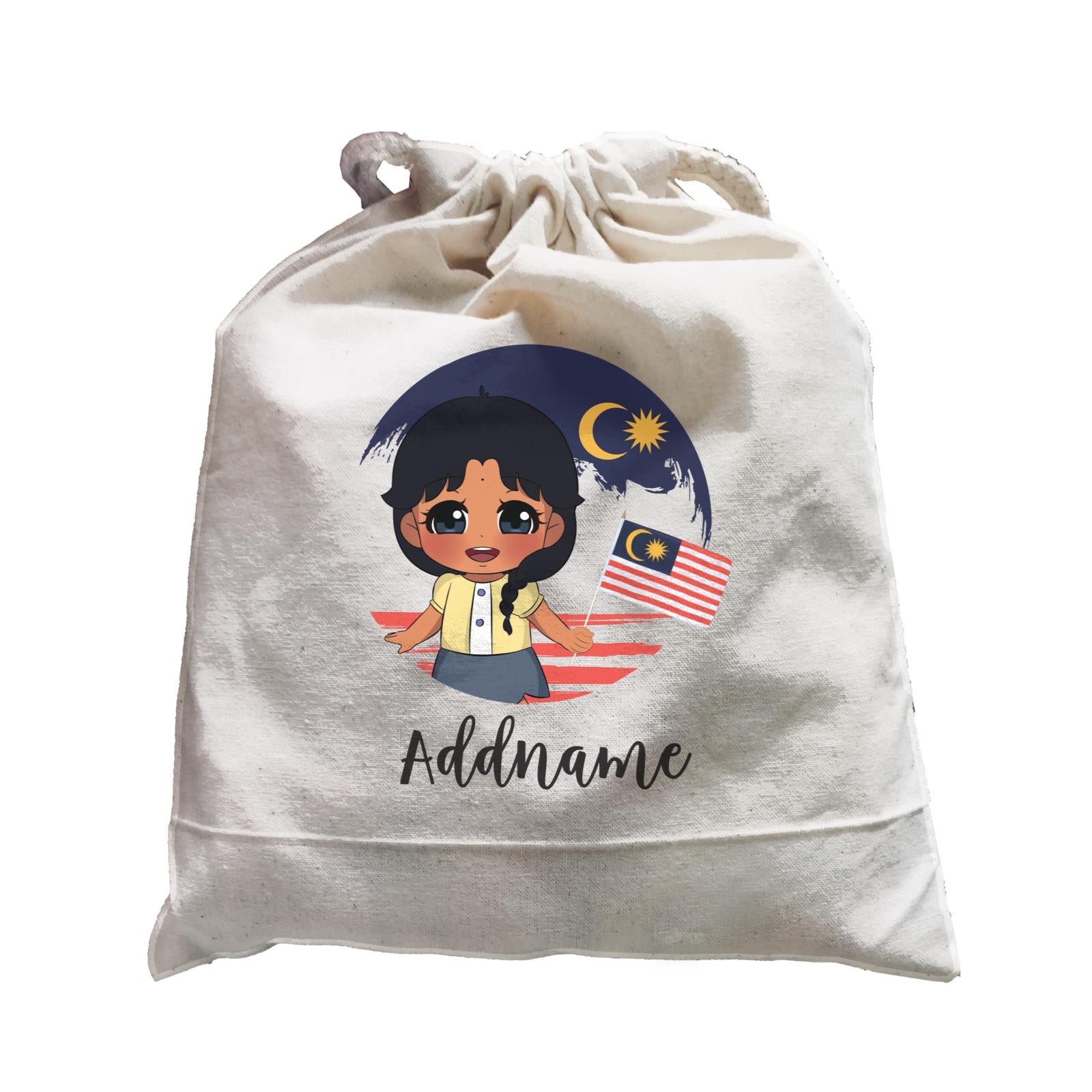 Merdeka Series Round Flag Indian Girl Addname Satchel