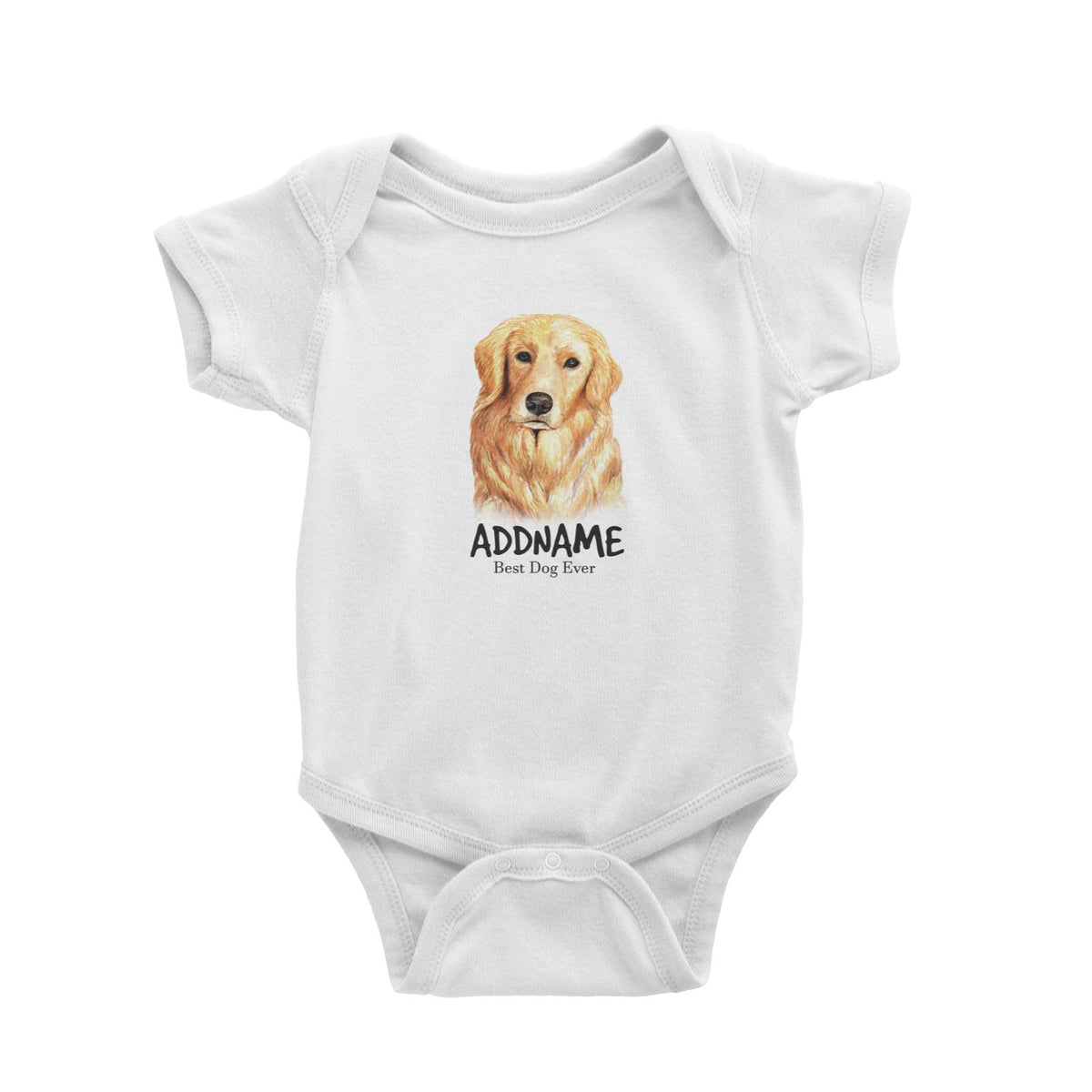 Watercolor Dog Golden Retriever Best Dog Ever Addname Baby Romper