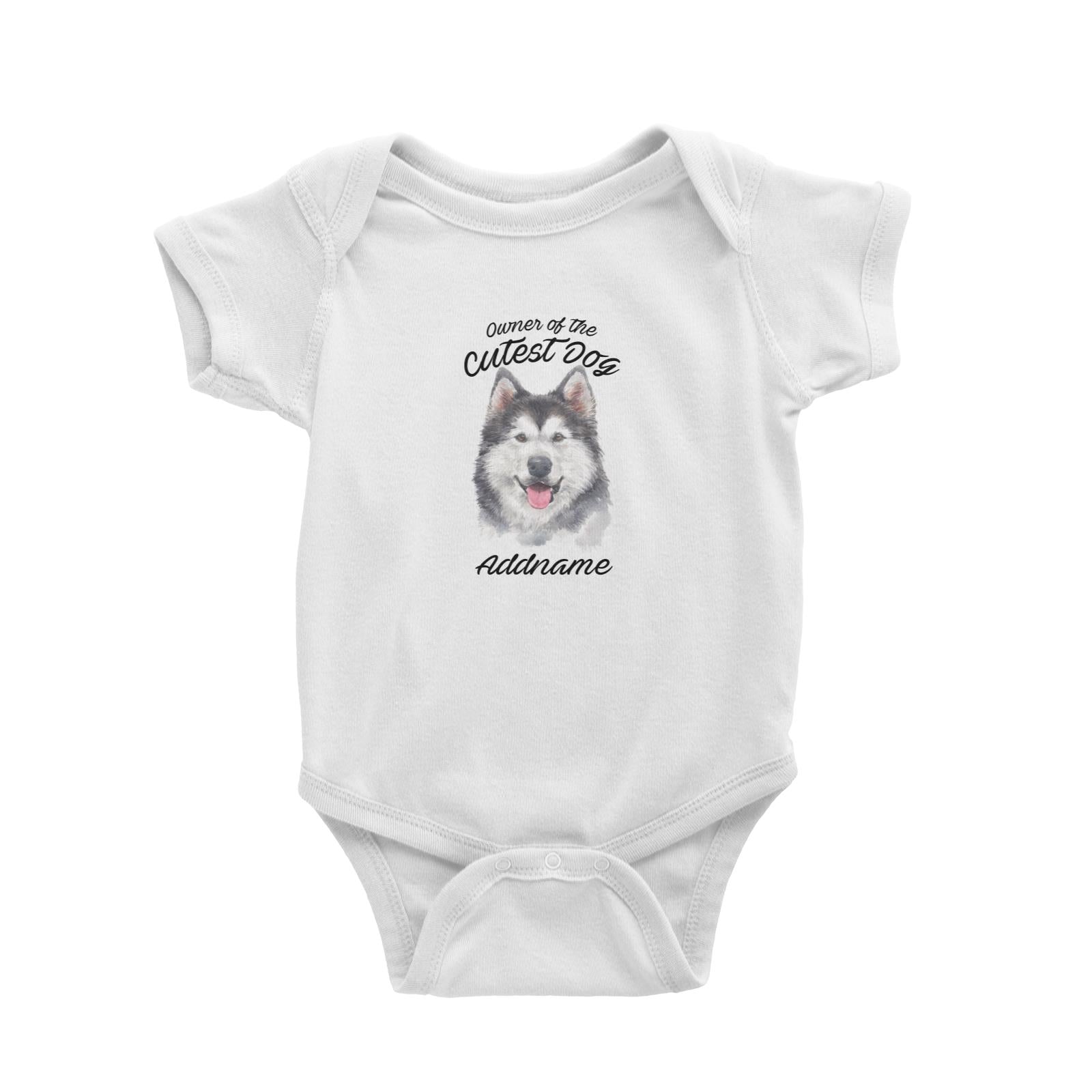Watercolor Dog Owner Of The Cutest Dog Siberian Husky Smile Addname Baby Romper