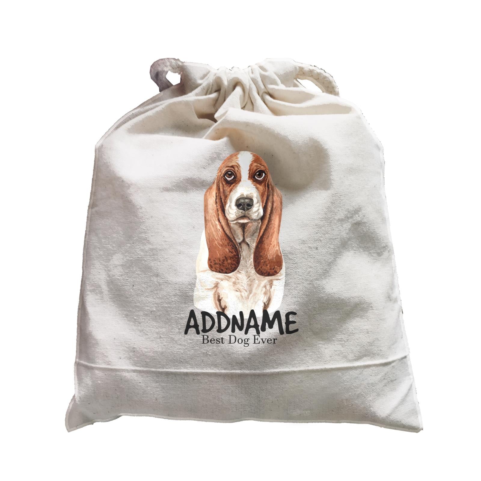 Watercolor Dog Basset Dog Best Dog Ever Addname Satchel
