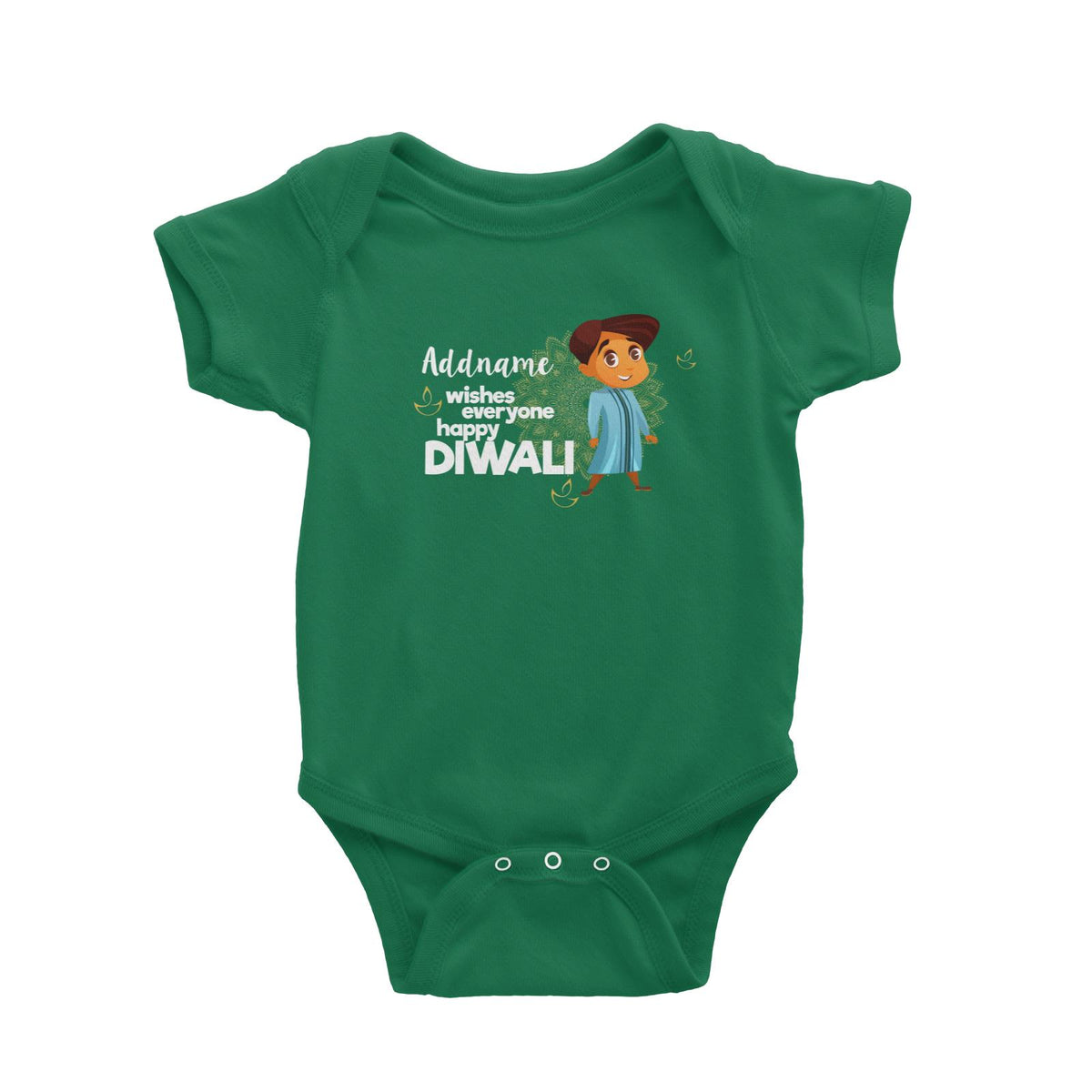 Cute Boy Wishes Everyone Happy Diwali Addname Baby Romper