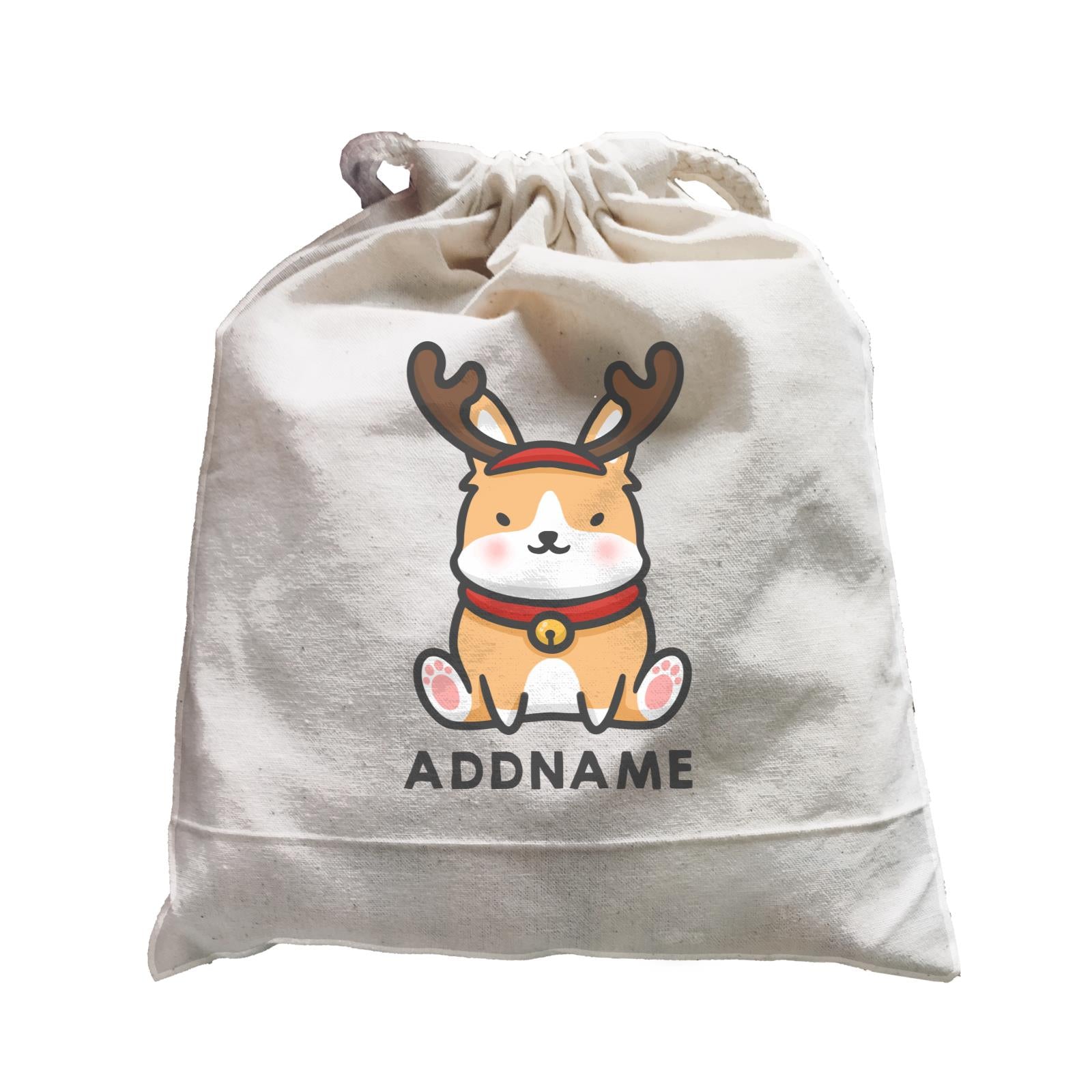 Xmas Cute Dog With Reindeer Antlers Addname Accessories Satchel