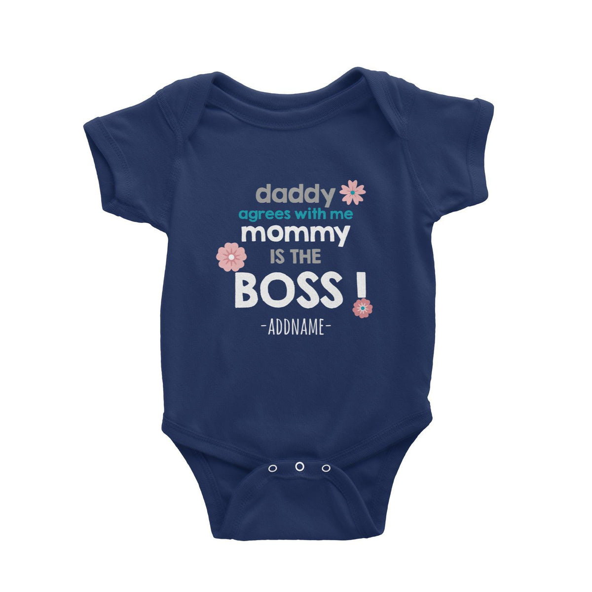 Daddy Agrees with Me Mommy is the Boss Addname Baby Romper Personalizable Designs Basic Newborn