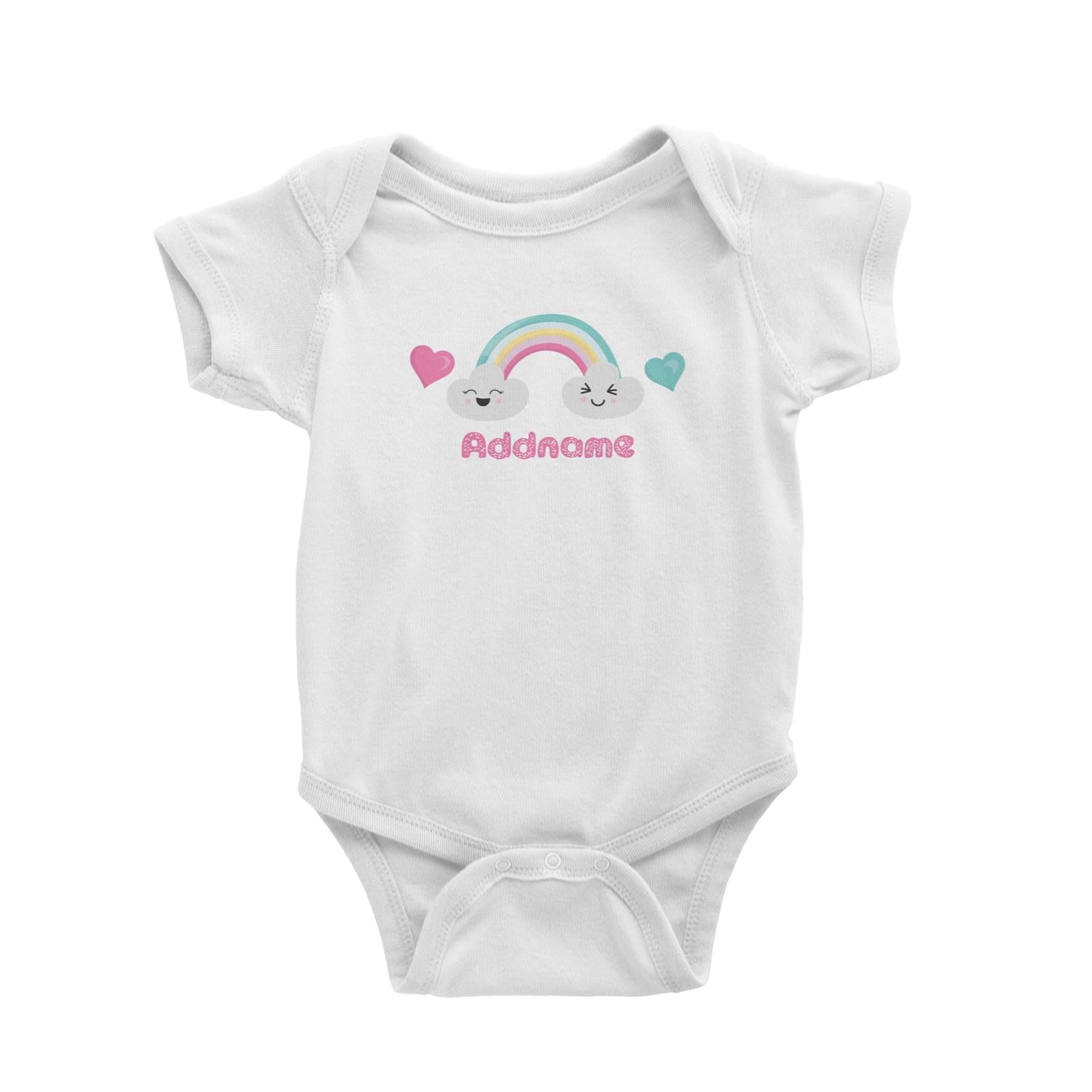 Magical Sweets Rainbow with Clouds Addname White Baby Romper