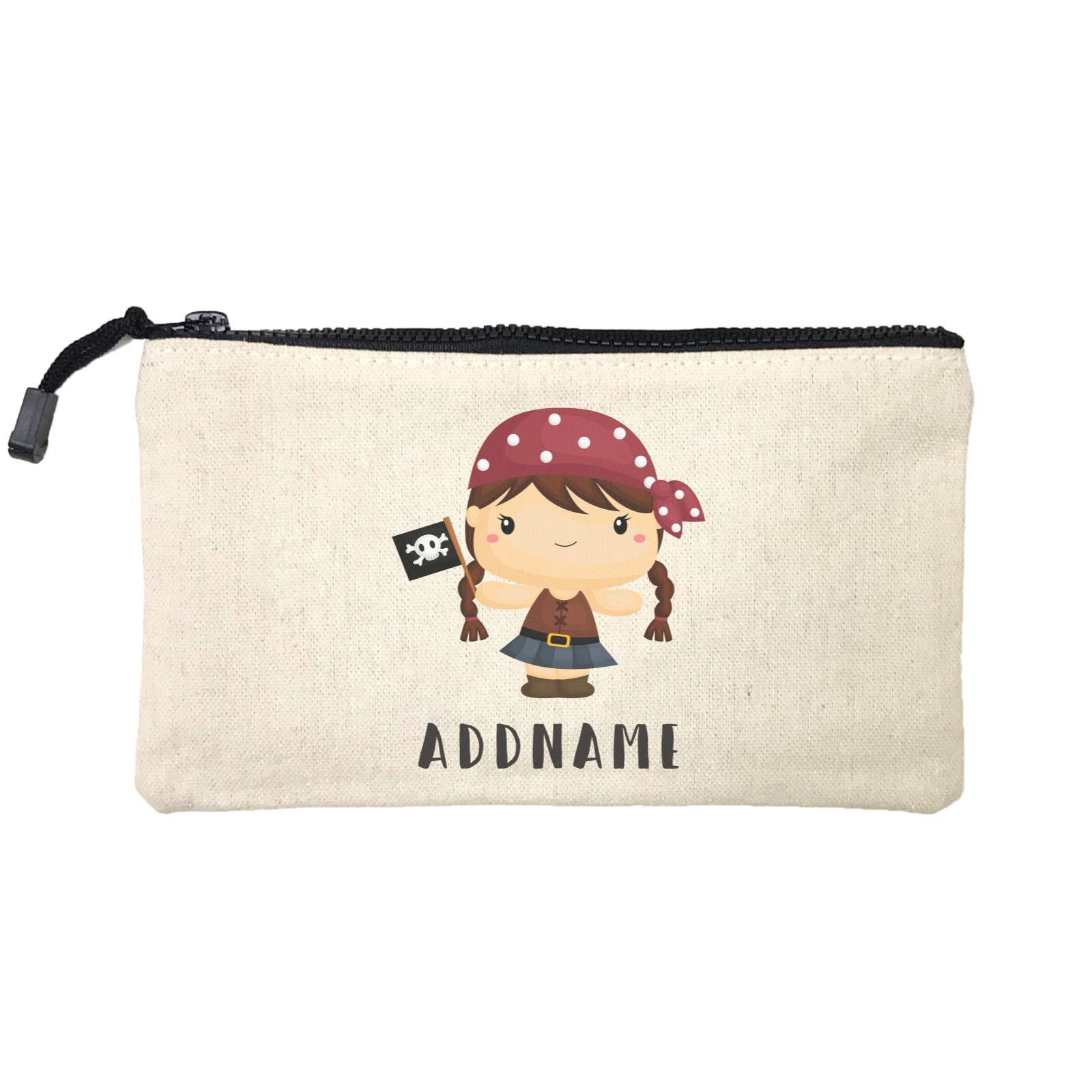 Birthday Pirate Girl Crew Holding Pirate Flag Addname Mini Accessories Stationery Pouch