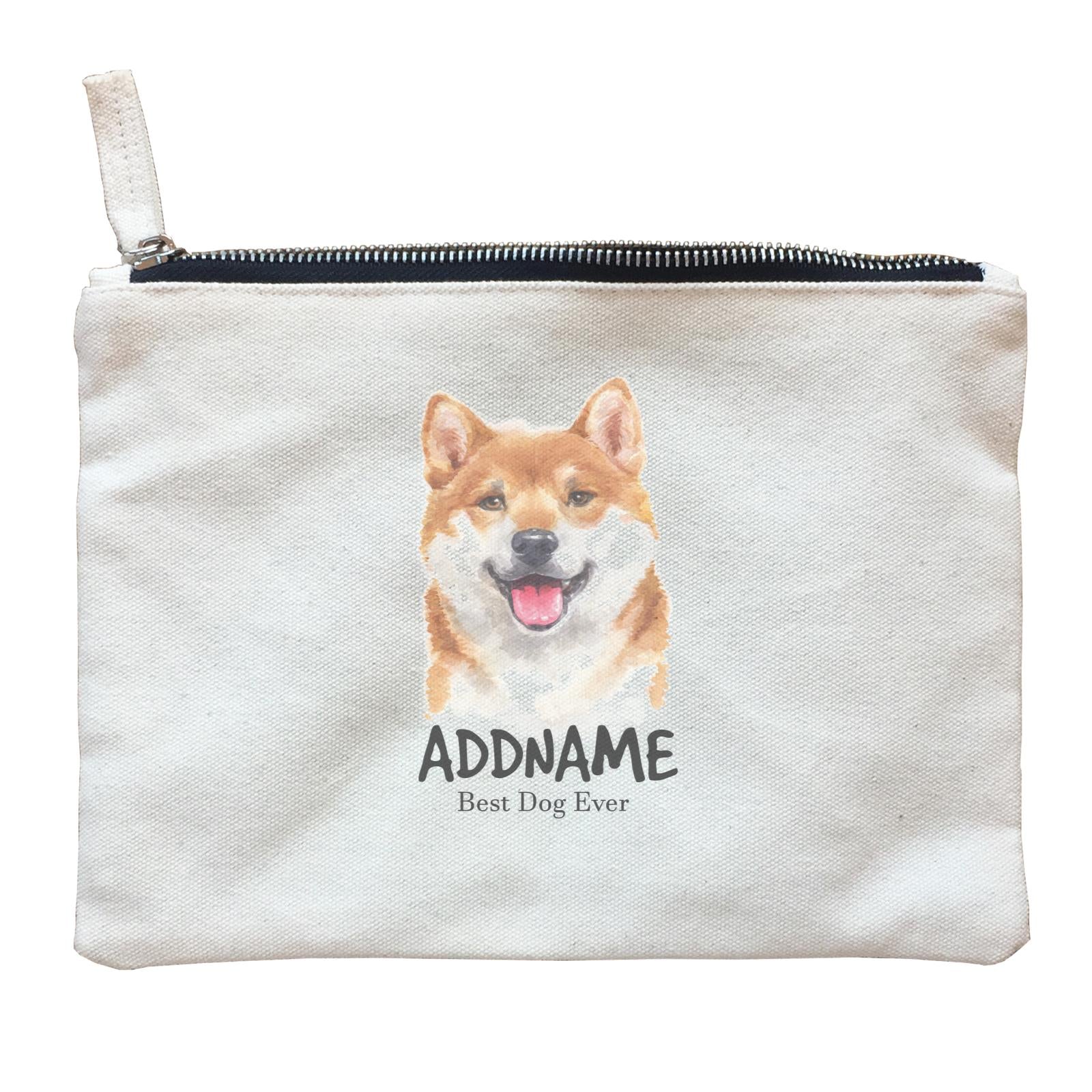Watercolor Dog Shiba Inu Best Dog Ever Addname Zipper Pouch