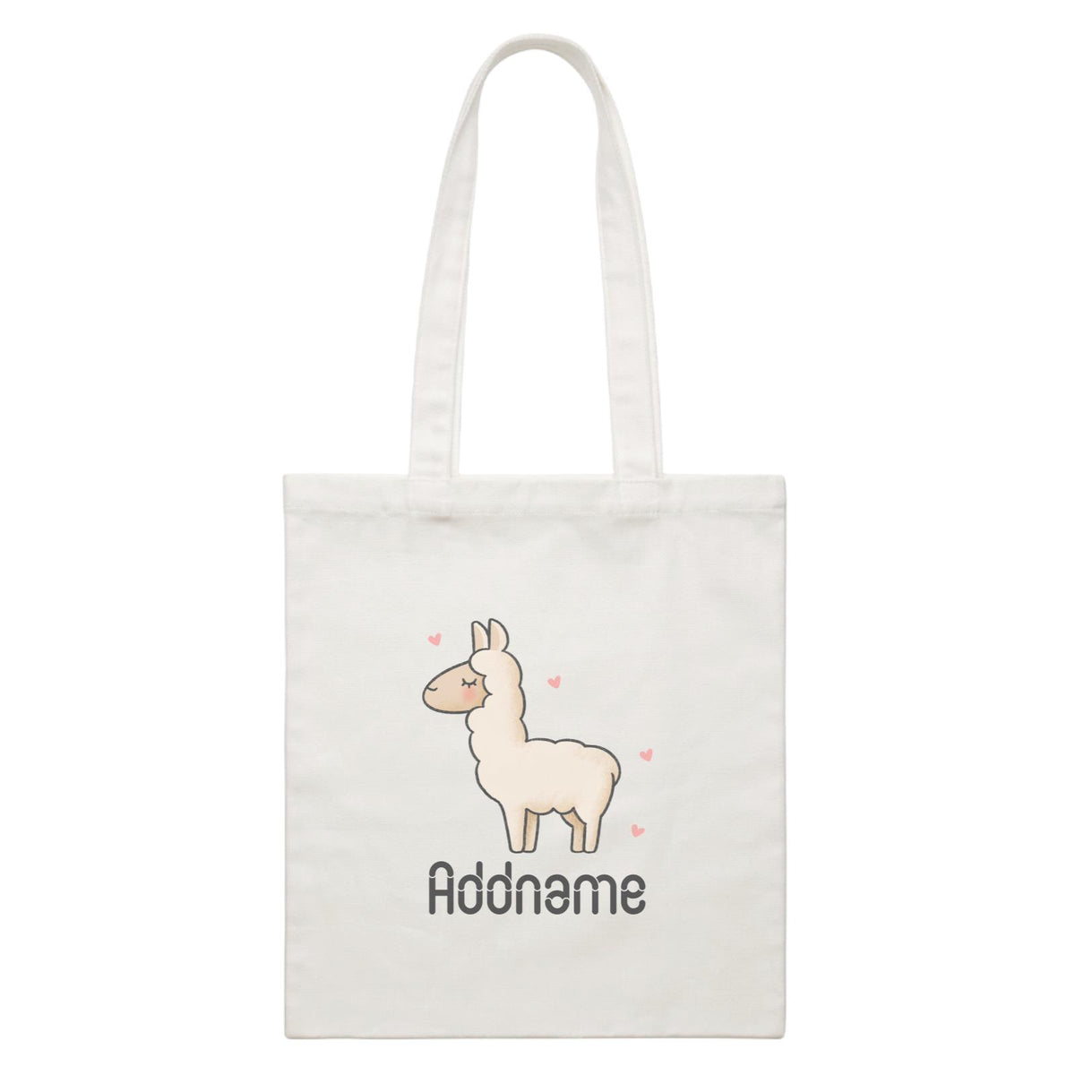 Cute Hand Drawn Style Llama Addname White Canvas Bag