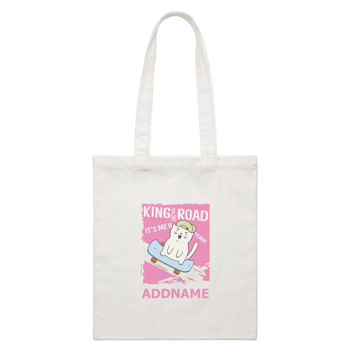 Cool Cute Animals Cats King Of The Road Addname White Canvas Bag