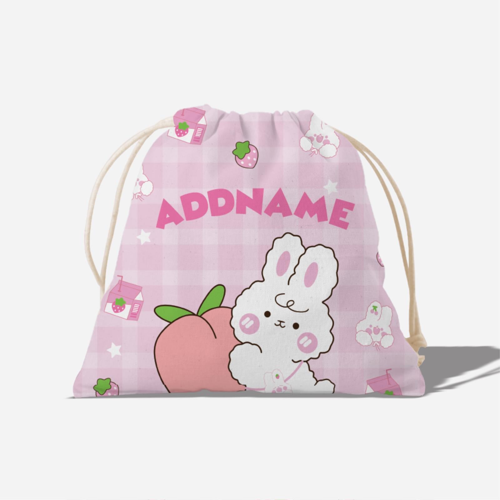 Cute Doodle Series Full Print Satchel - Pink Cute Bunny