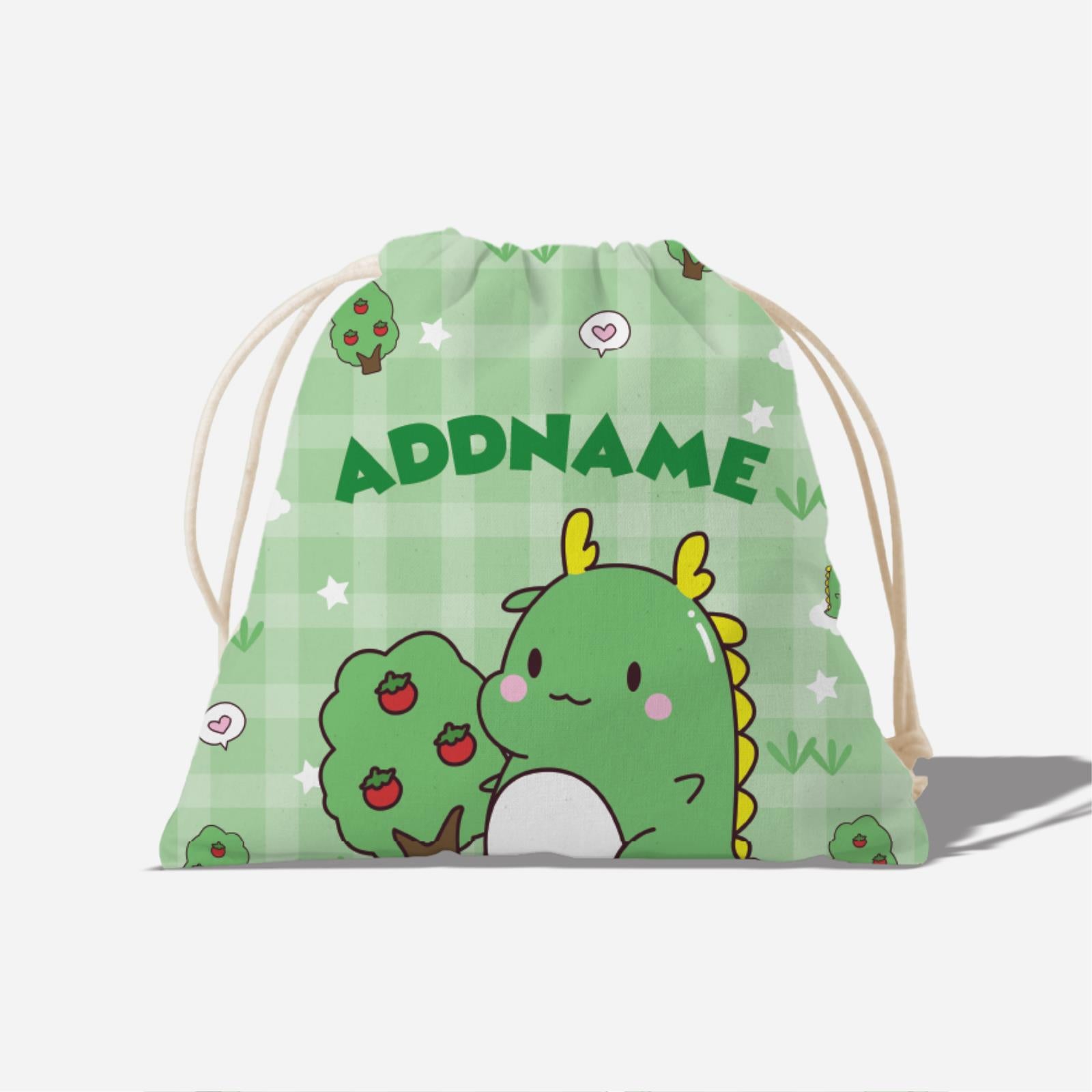 Cute Doodle Series Full Print Satchel - Green Dinosaur