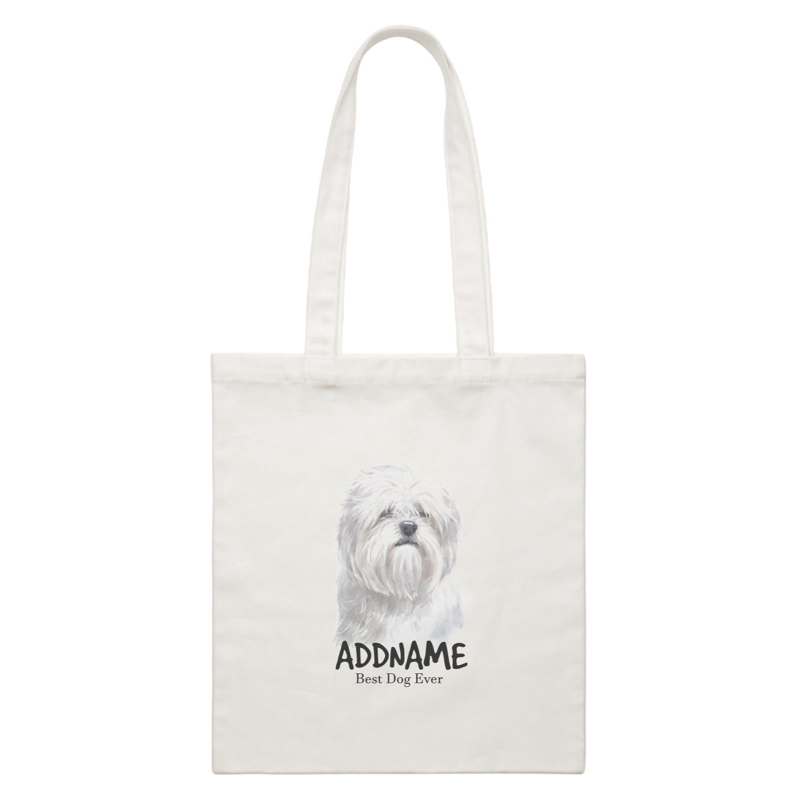 Watercolor Dog Lhasa Apso Best Dog Ever Addname White Canvas Bag