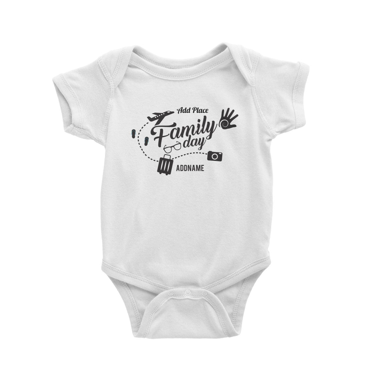 Family Day Flight Vacation Icon Family Day Addname And Add Place Baby Romper