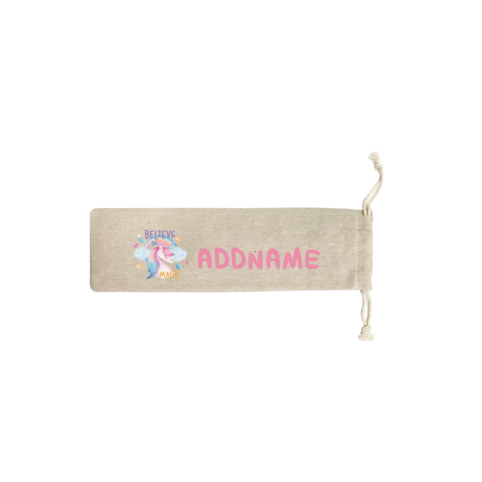 Children's Day Gift Series Believe In Magic Unicorn Addname SB Straw Pouch (No Straws included)
