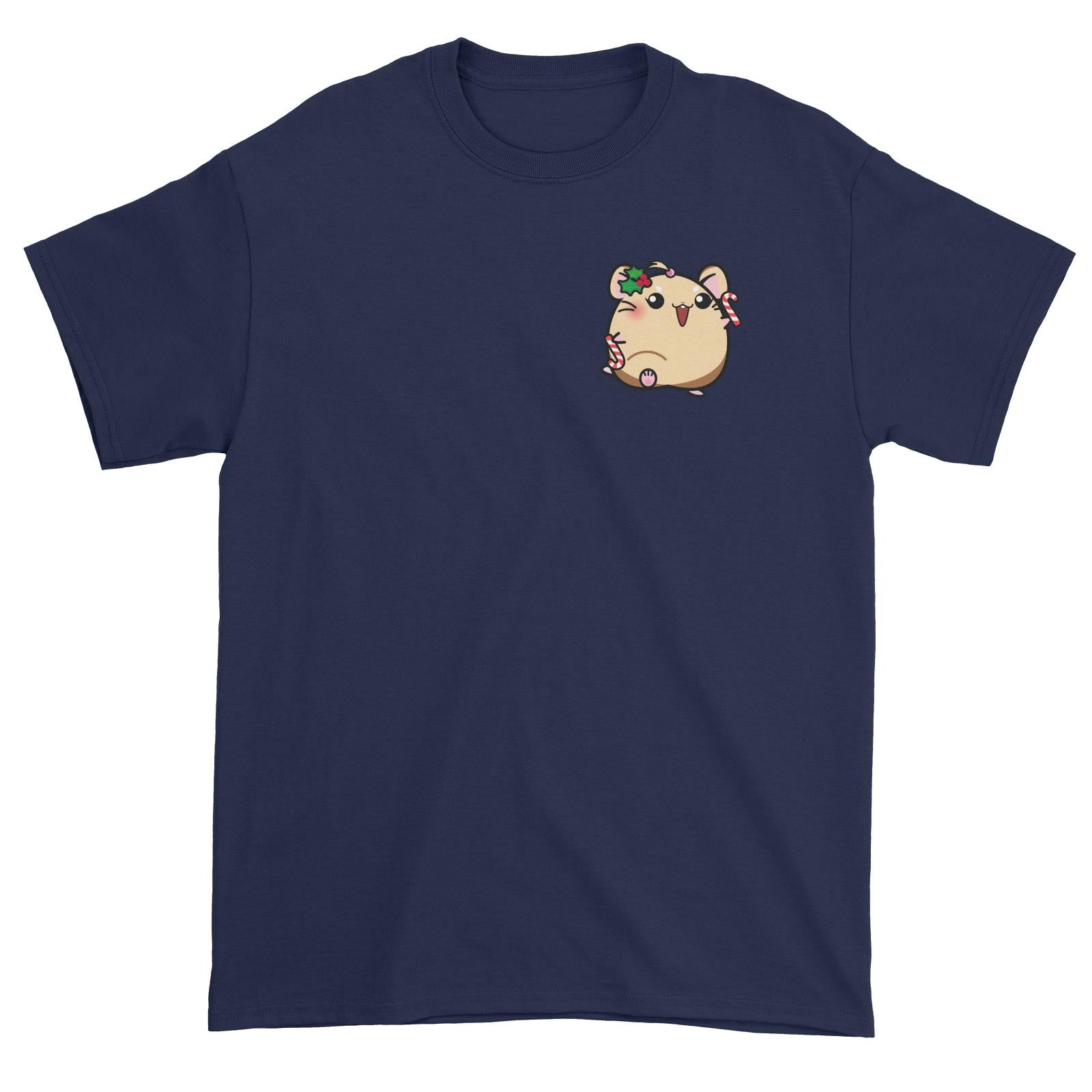 Christmas Cute Santa Hamster Series Mistletoe Girl Hamster with Candy Cane Unisex T-Shirt