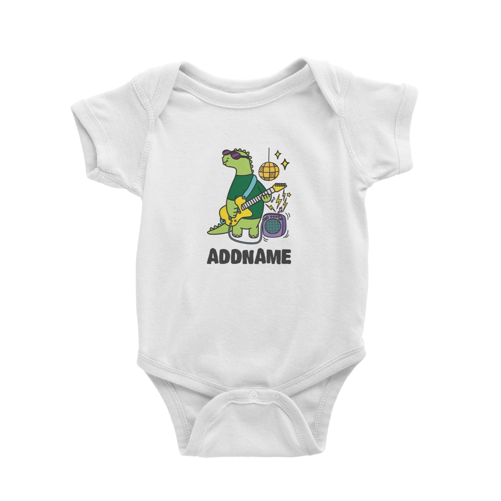 Super Cute Dinosaur Cool Guitarist Baby Romper