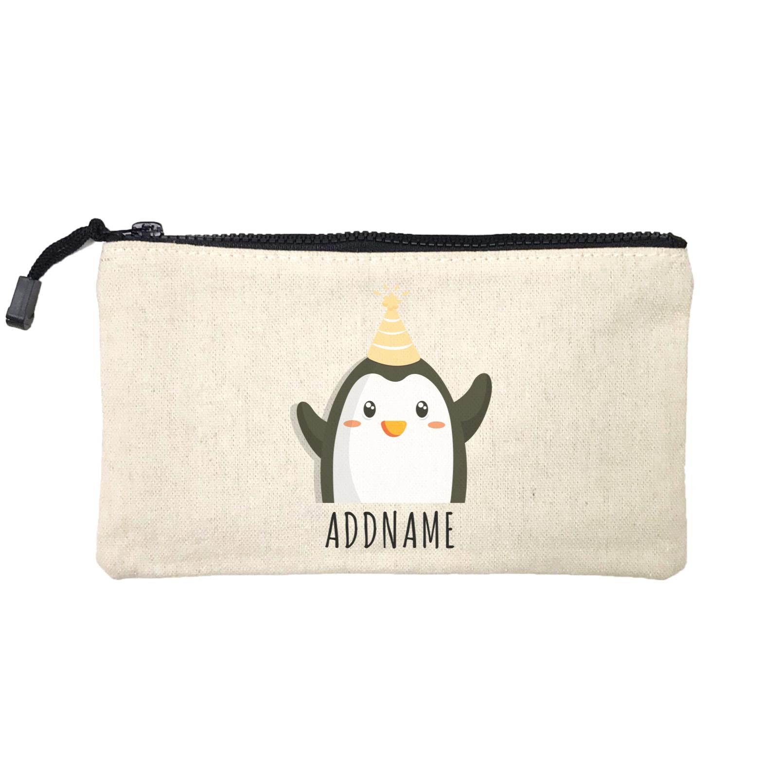 Birthday Cute Penguin Wearing Party Hat Addname Mini Accessories Stationery Pouch