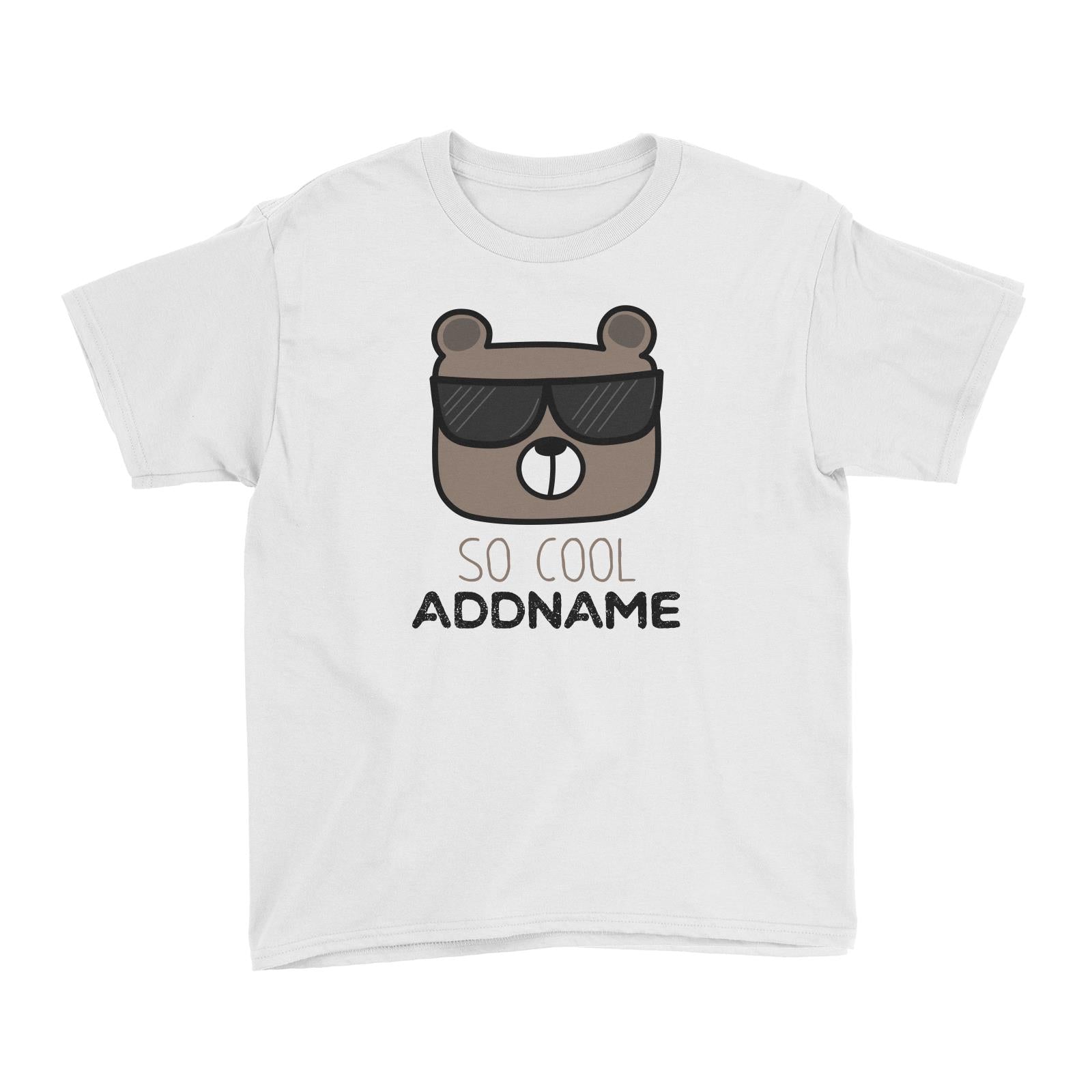 Cute Animals And Friends Series Cool Bear With Sunglasses Addname Kid's T-Shirt