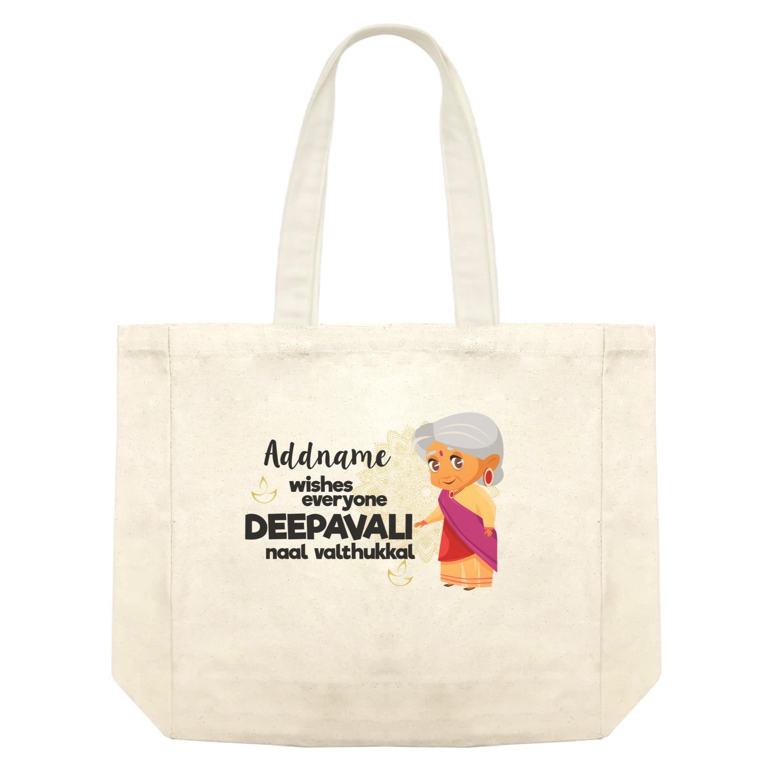 Cute Grandma Wishes Everyone Deepavali Addname Shopping Bag