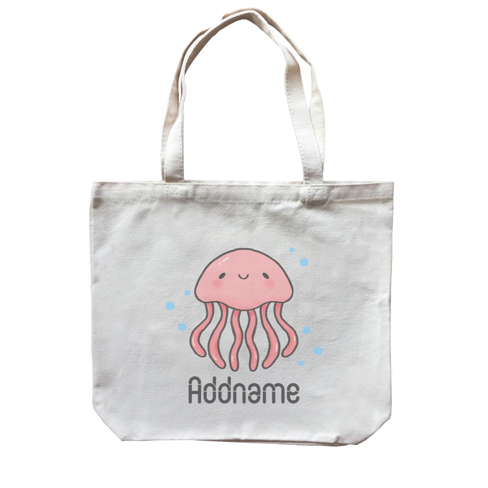 Cute Hand Drawn Style Jellyfish Addname Canvas Bag