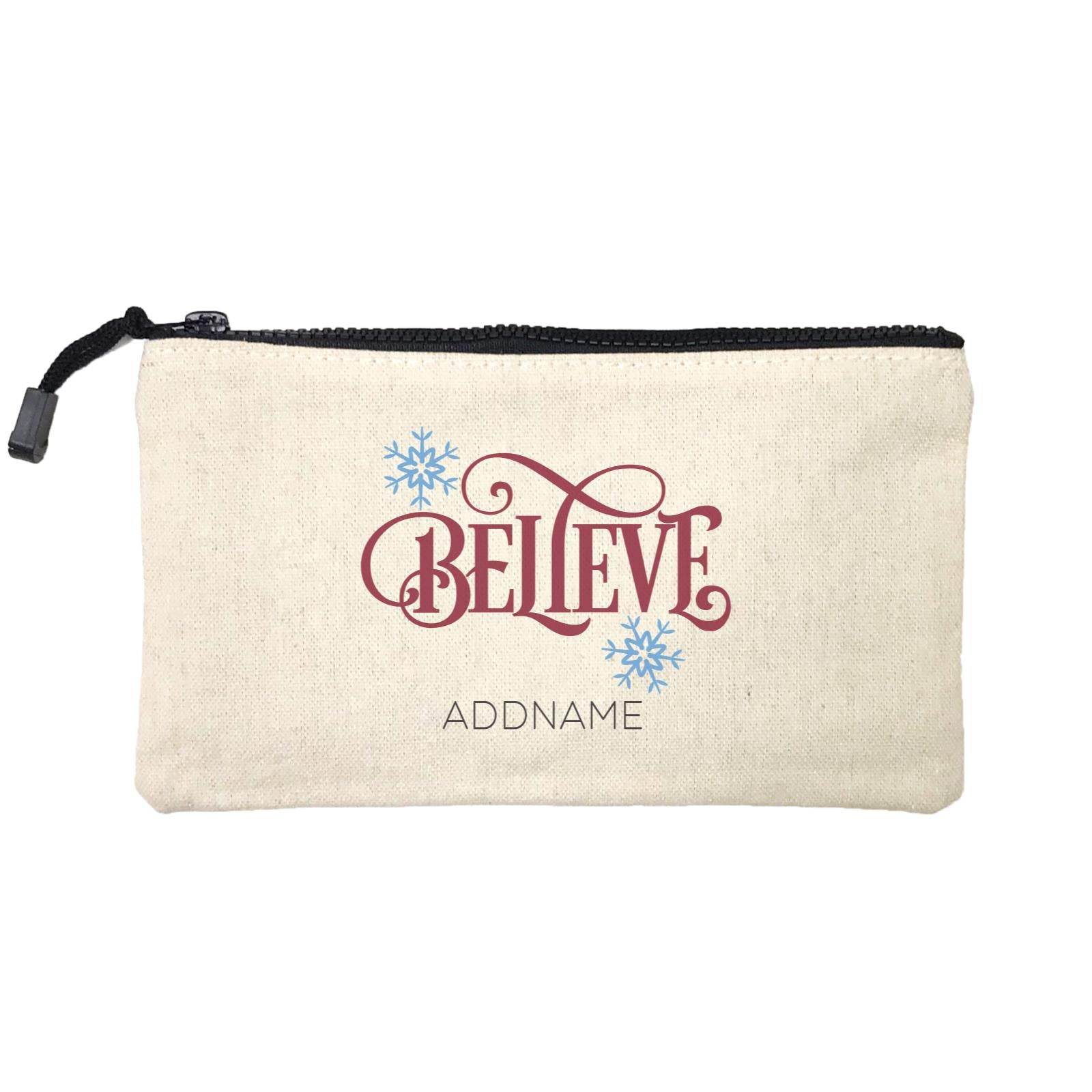 Xmas Believe with Snowflakes Mini Accessories Stationery Pouch