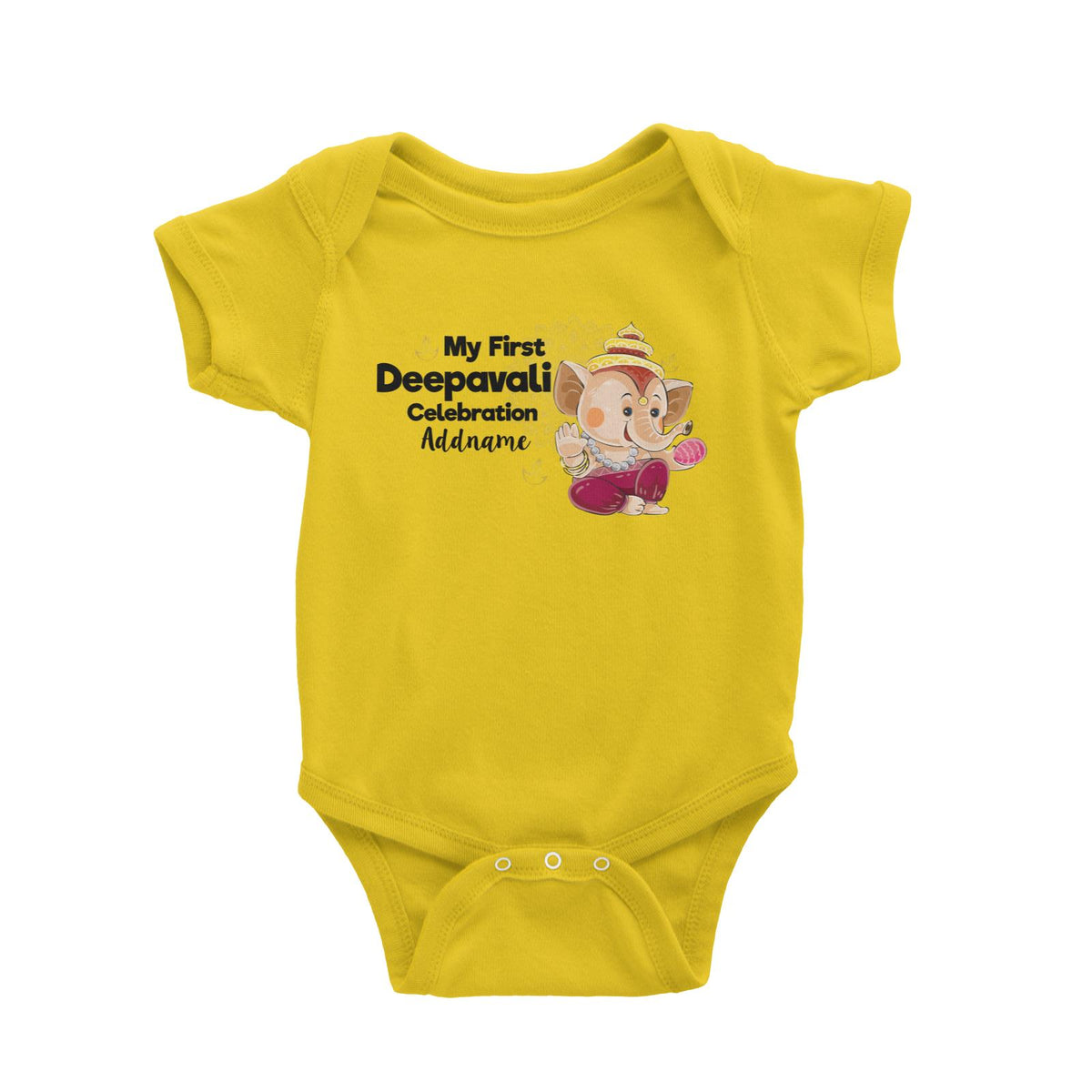 Cute Ganesha My First Deepavali Celebration Addname Baby Romper