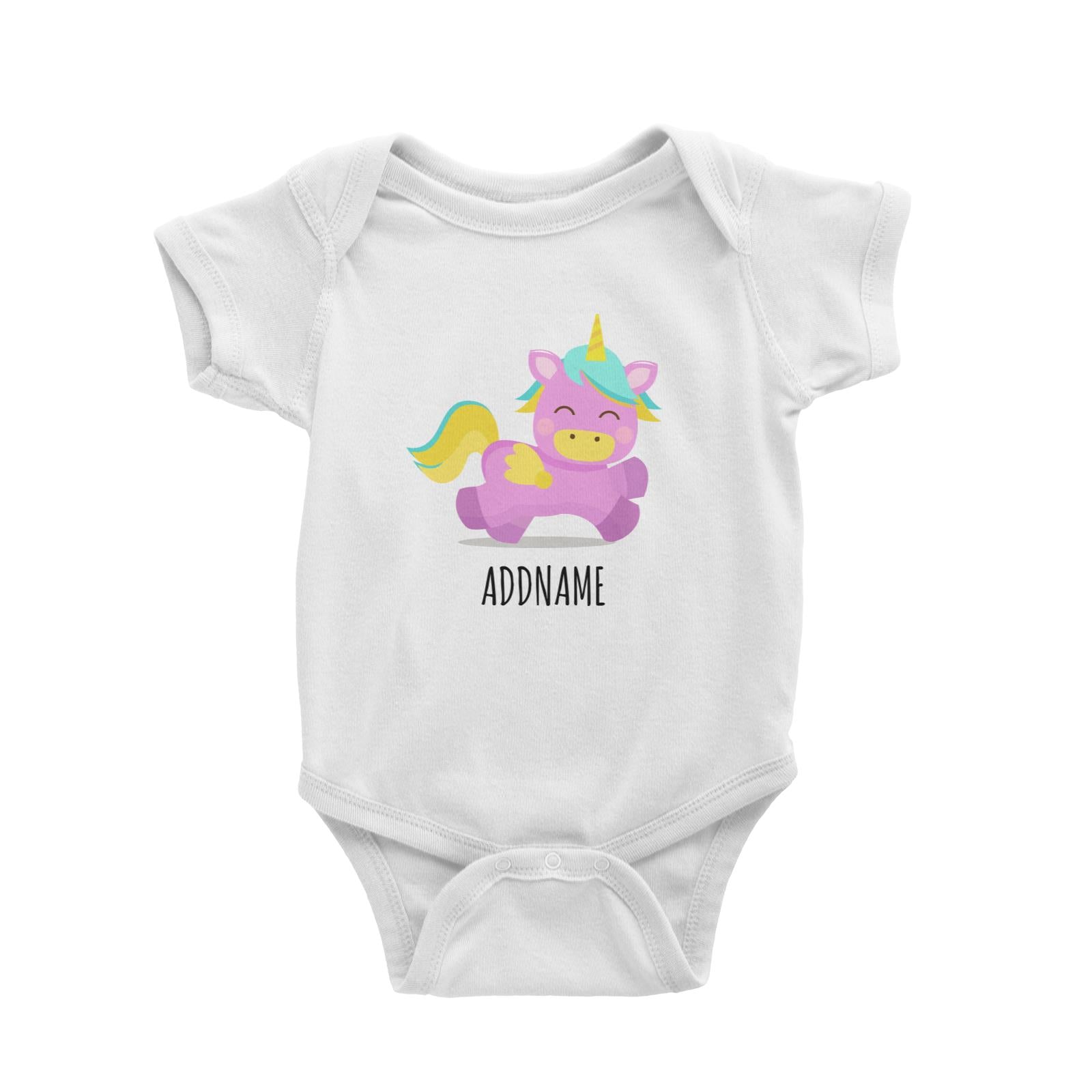 Pastel Purple Unicorn White White Baby Romper