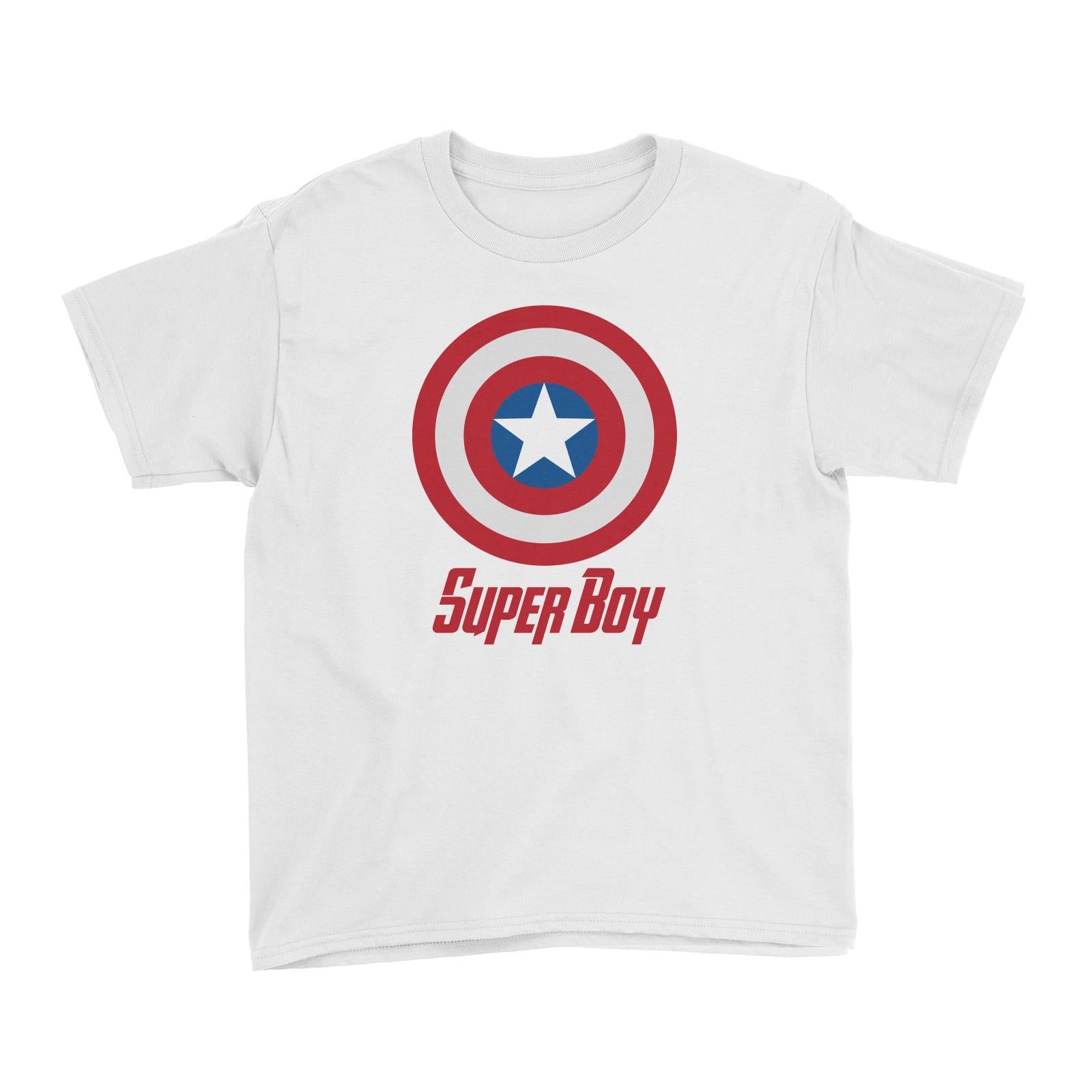 Superhero Shield Super Boy Kid's T-Shirt  Matching Family