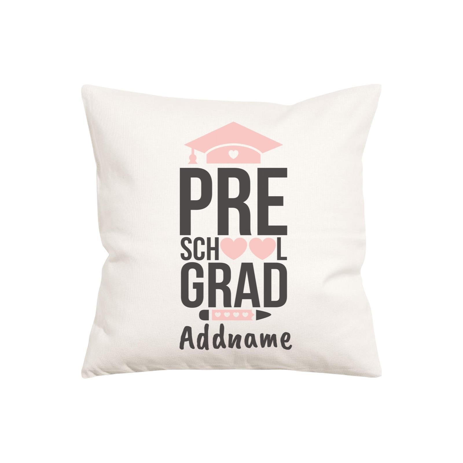 Graduation Series Pre-School Grad Pink Hearts Pillow Cushion Cover with Inner Cushion