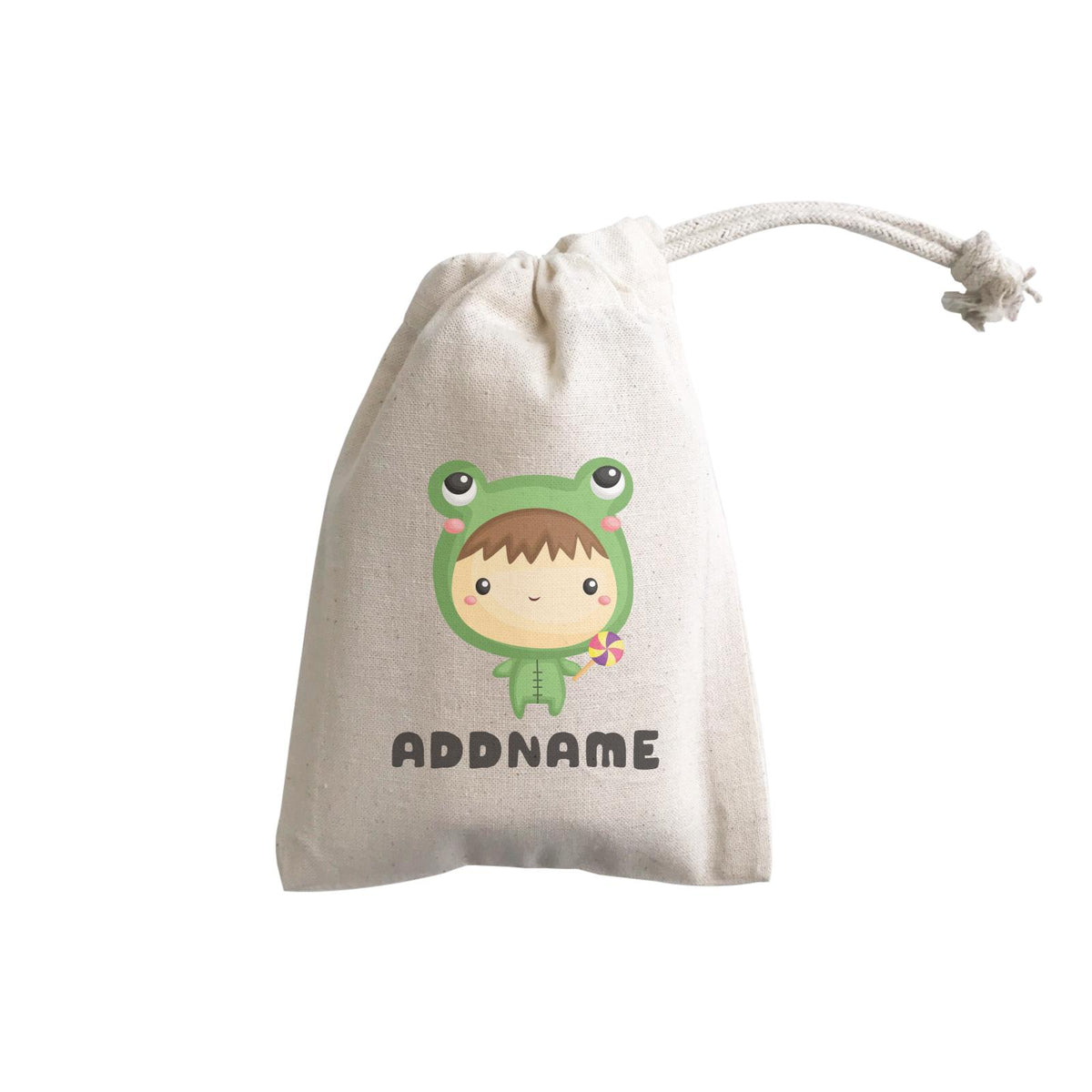 Birthday Frog Baby Boy Wearing Frog Suit Holding Lolipop Addname GP Gift Pouch