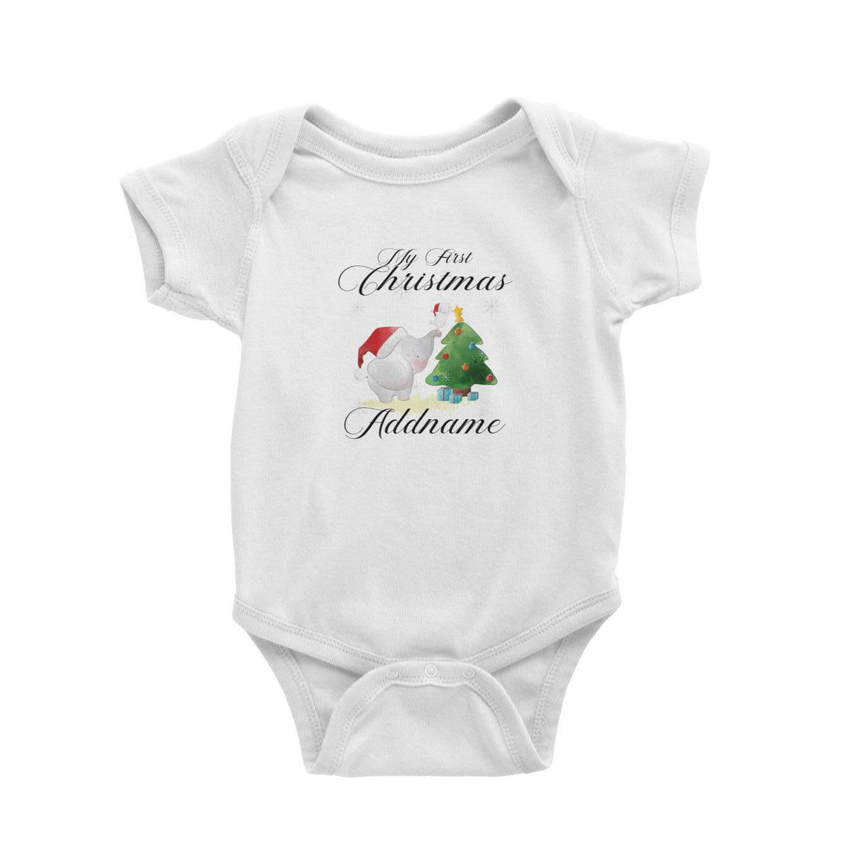 Christmas Cute Elephant My First Christmas Addname Baby Romper