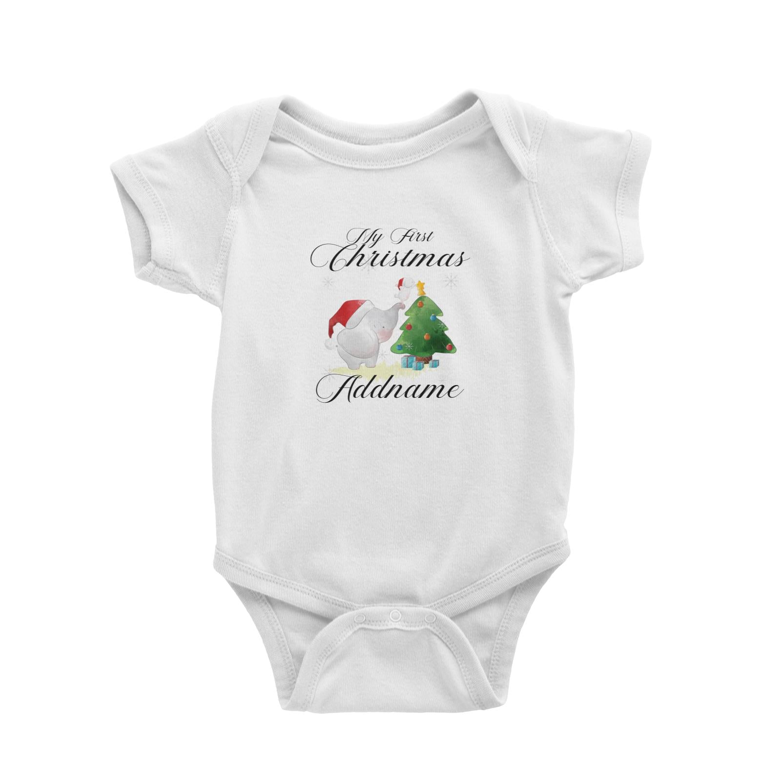 Christmas Cute Elephant My First Christmas Addname Baby Romper