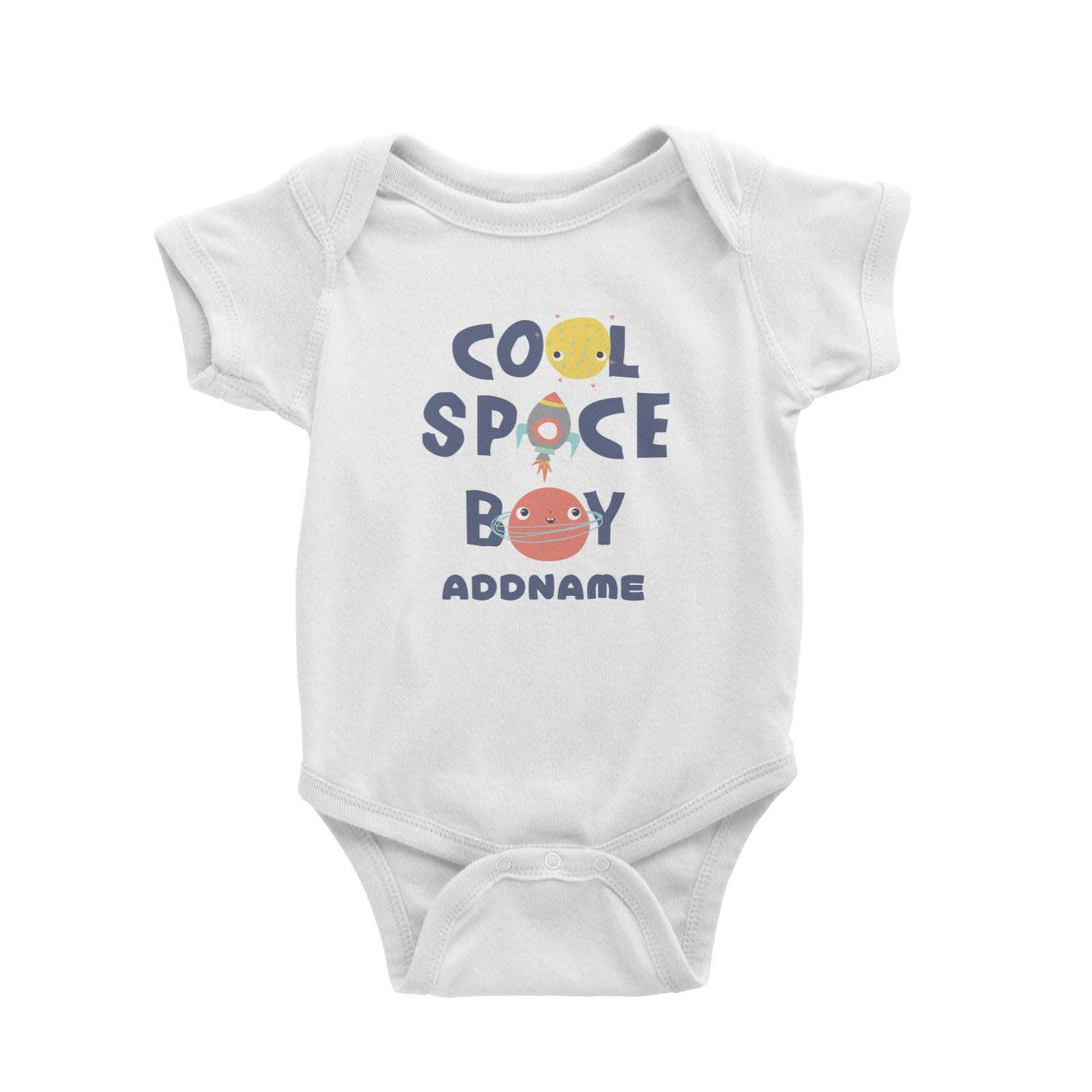 Cool Space Boy Addname White Baby Romper