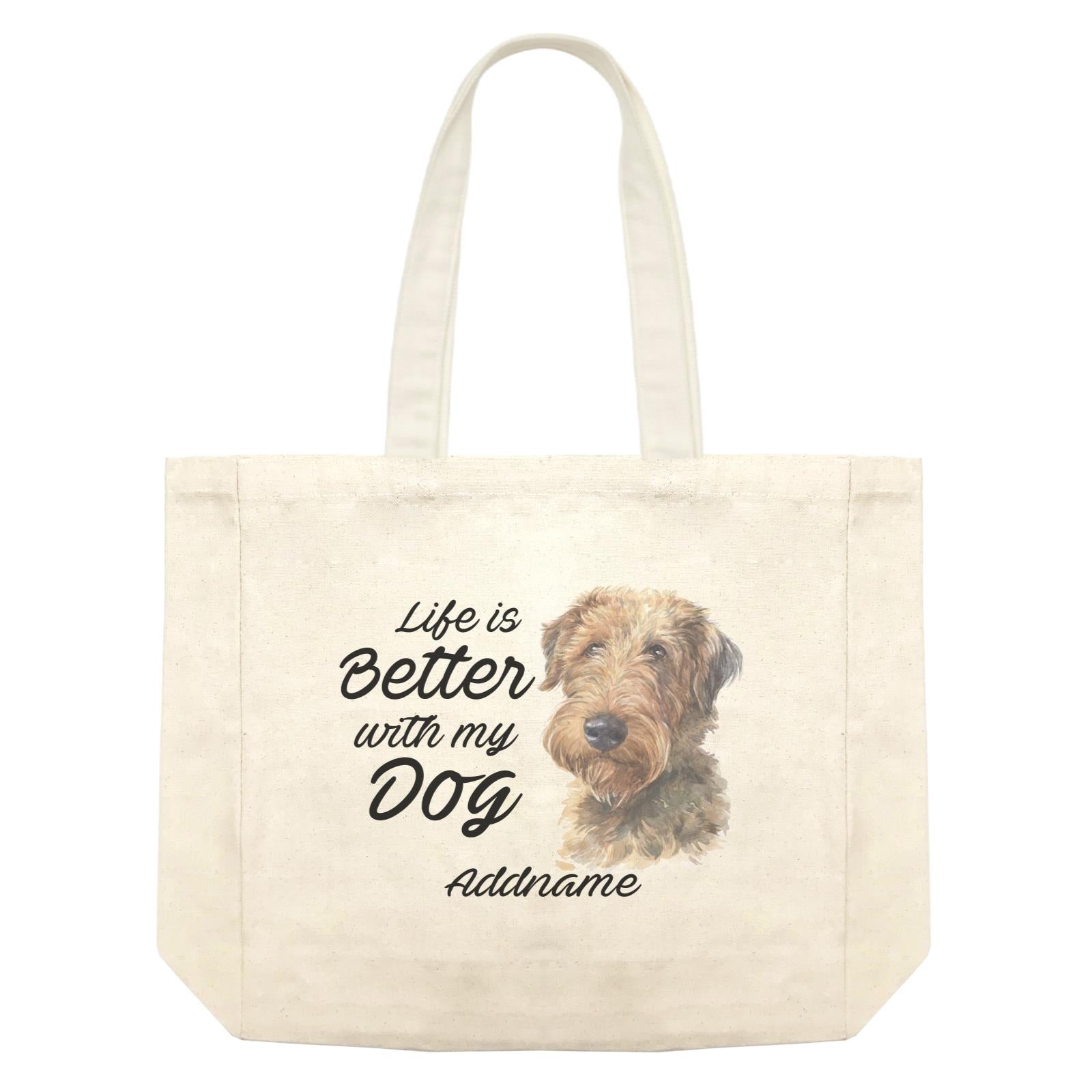 Watercolor Life is Better With My Dog Welsh Terrier Addname Shopping Bag