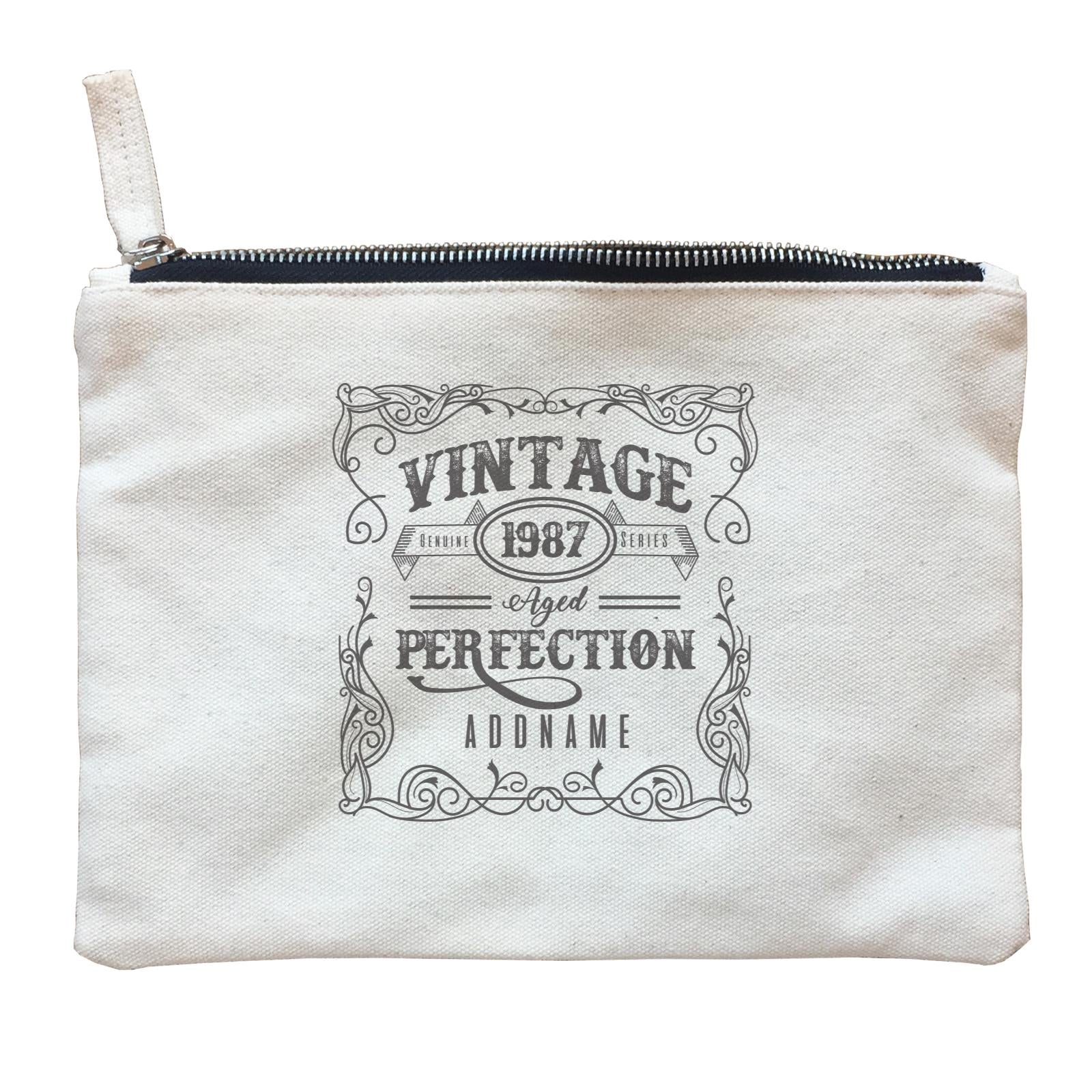 Personalize It Birthyear Vintage Aged Perfection with Addname and Add Year Zipper Pouch