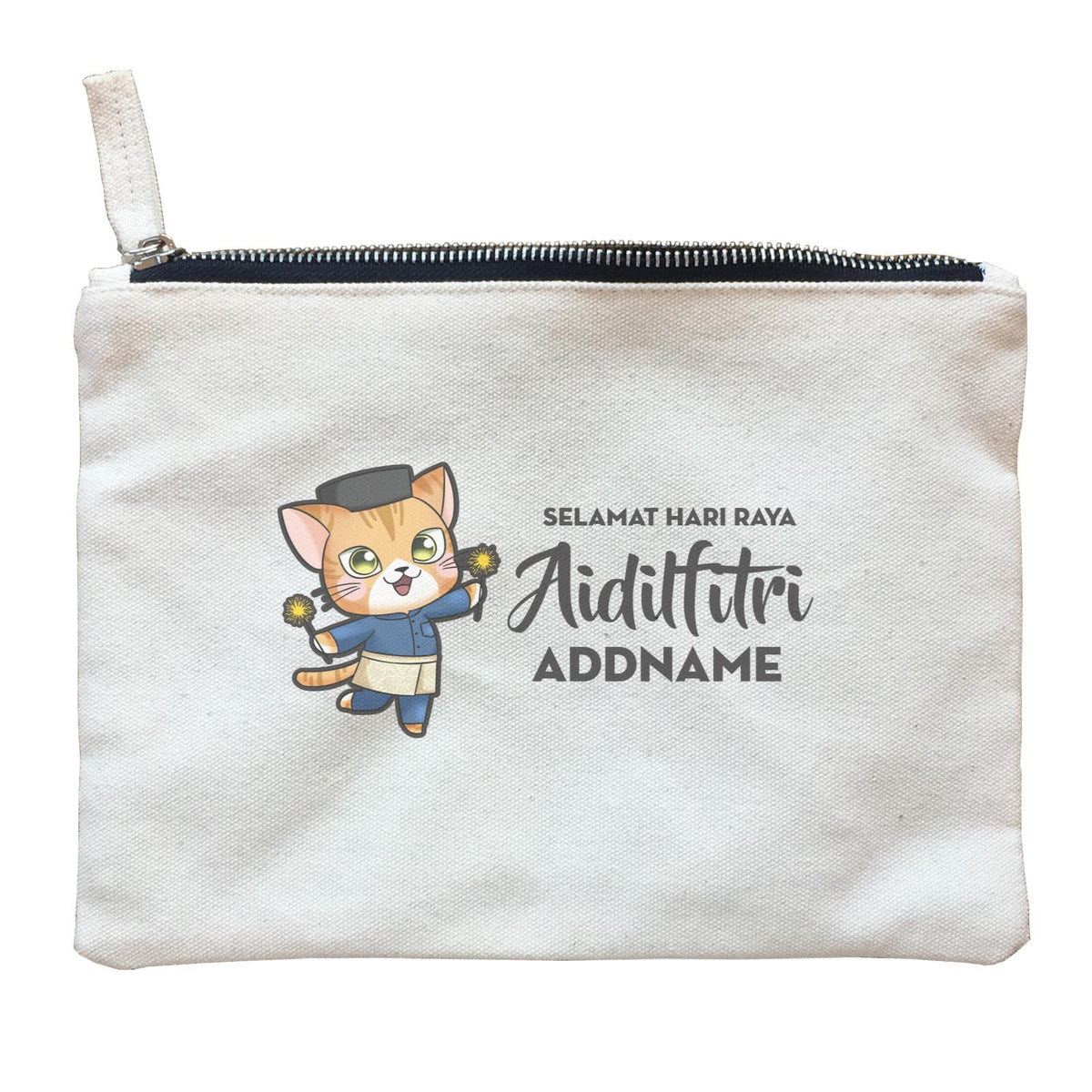 Raya Cute Animals Papa Cat Wishes Selamat Hari Raya Aidilfitri ZP Zipper Pouch