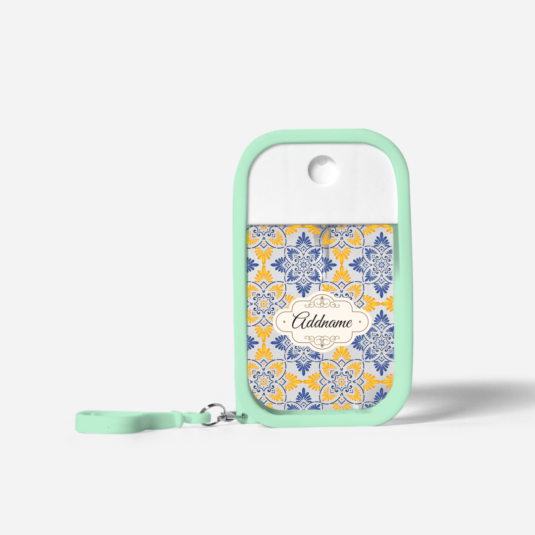 Moroccan Series Refillable Hand Sanitizer with Personalisation - Arabesque Butter Blue Pale Green