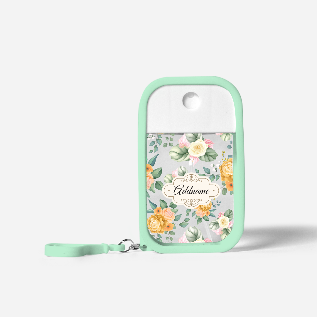 Laura Series Refillable Hand Sanitizer with Personalisation - Honey Pale Green