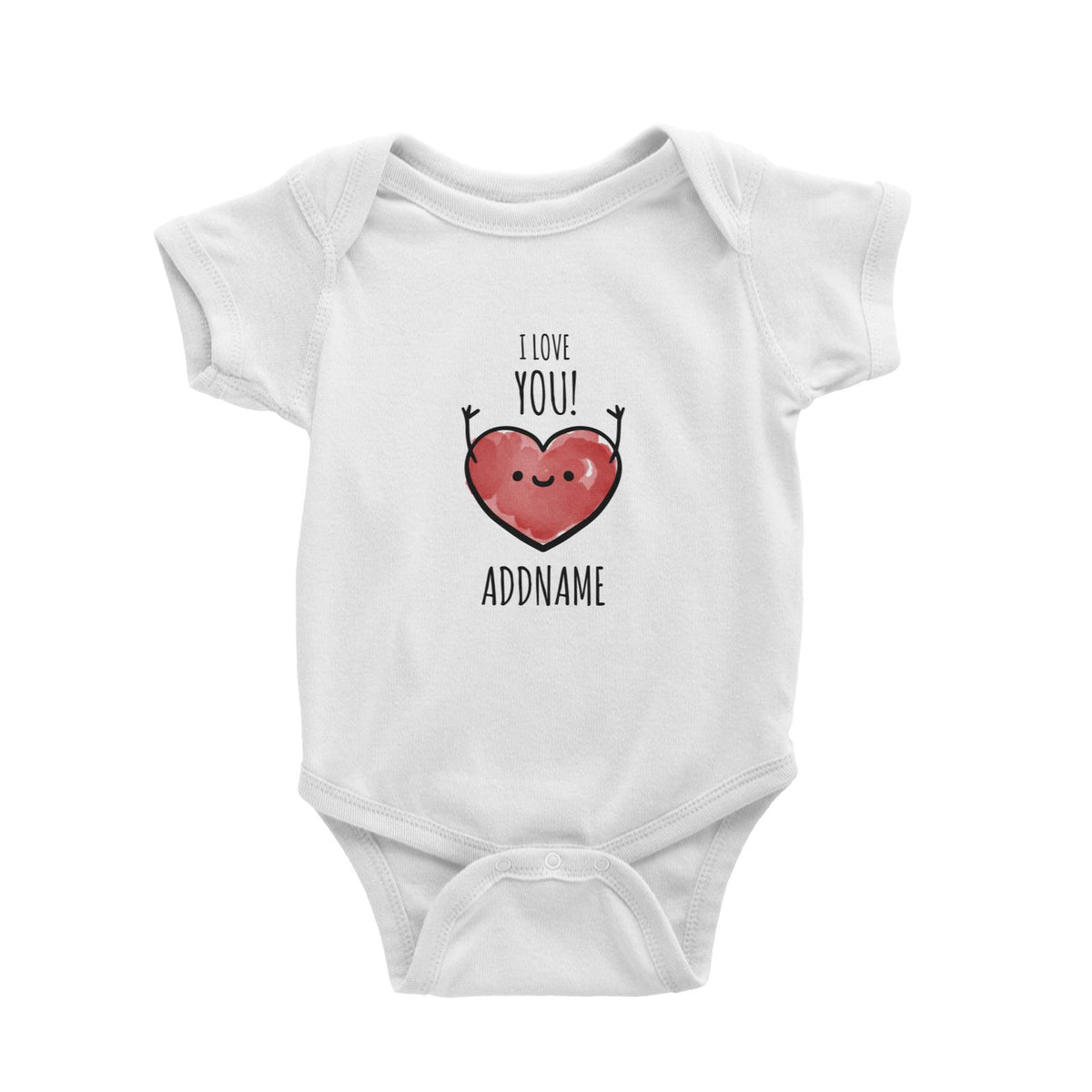 Watercolour Cartoon I Love You White White Baby Romper