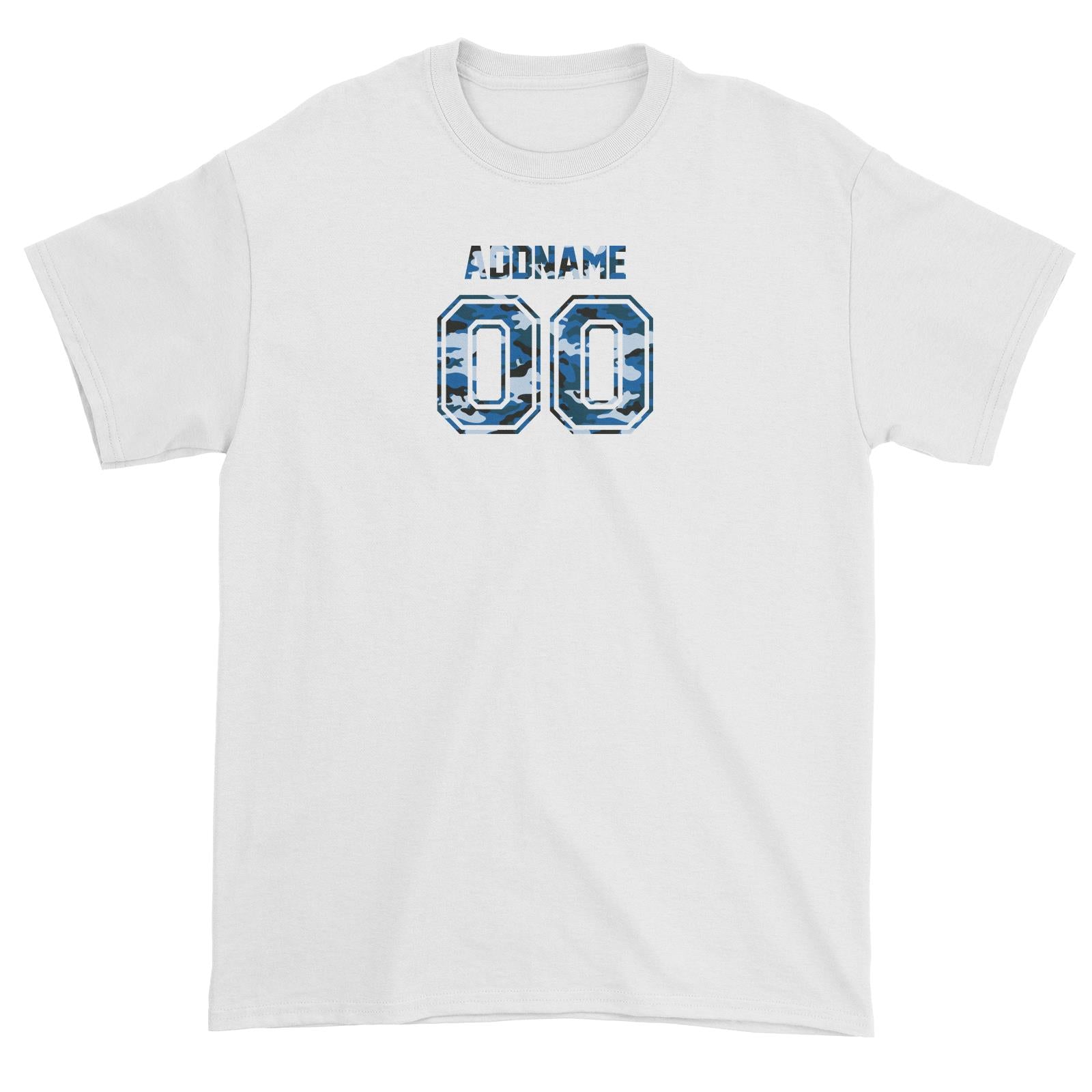 Adults Jersey Blue Camo With Name and Number Unisex T-Shirt