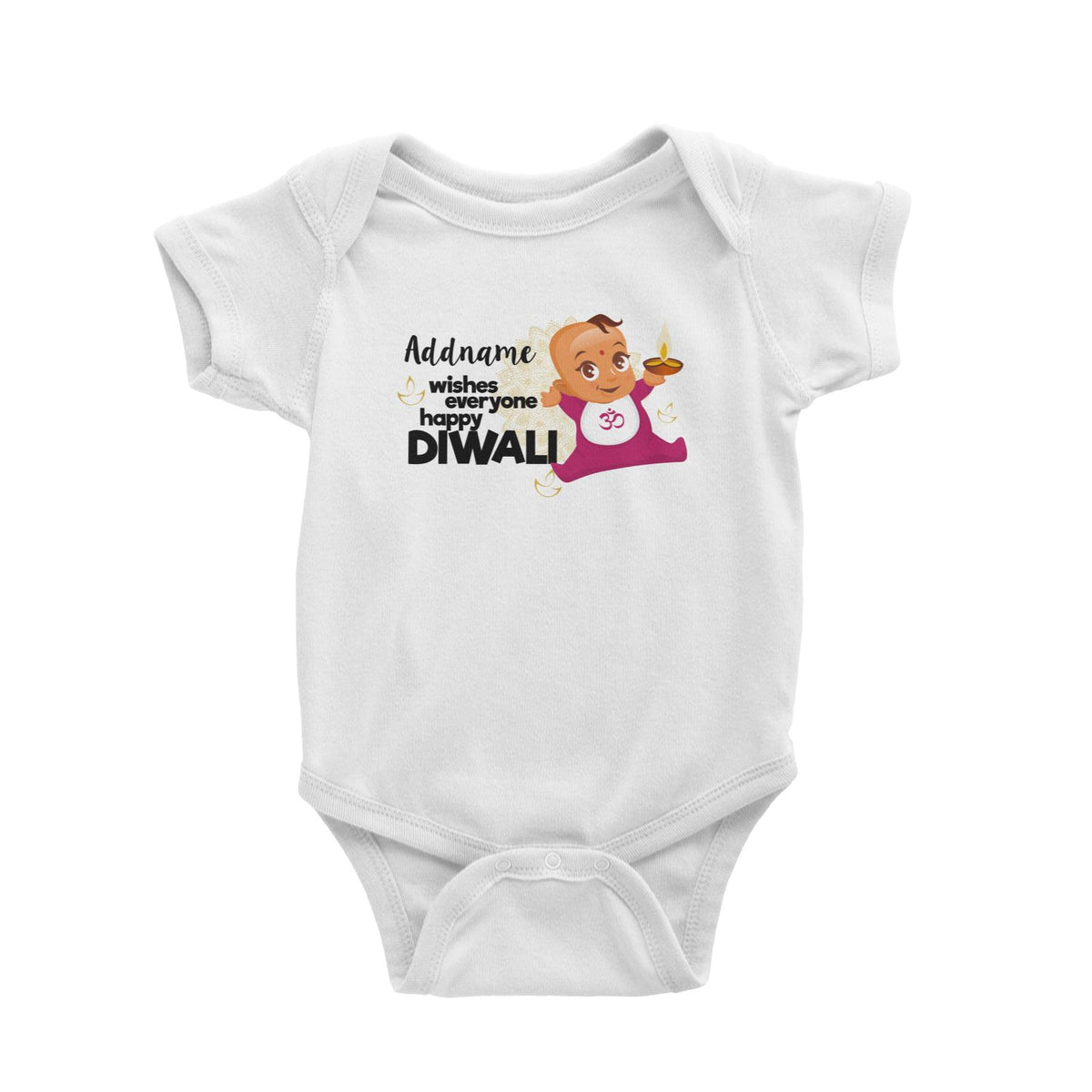 Cute Baby Wishes Everyone Happy Diwali Addname Baby Romper