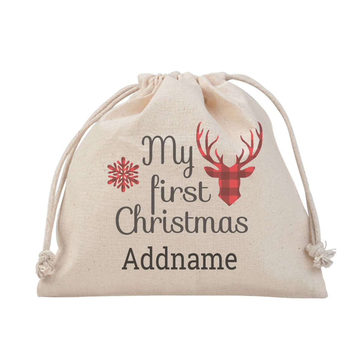 Christmas Series Reindeer Check Pattern My 1st Christmas Typography Satchel
