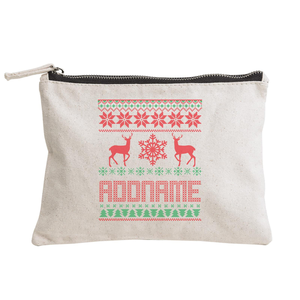 Christmas Series Sweater with Deer Zipper Pouch