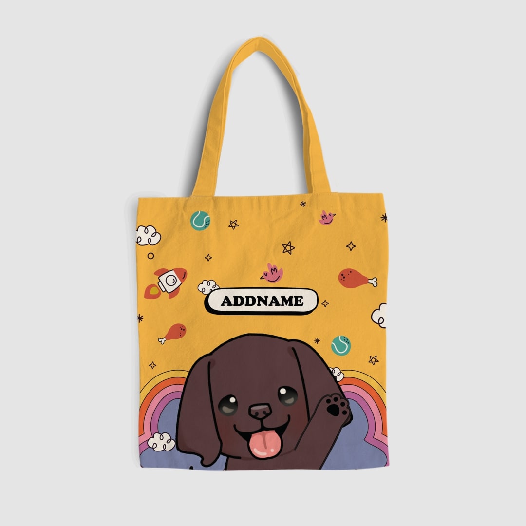 Paw Print Series Full Print Tote Bag - Brown Labrator Retriever