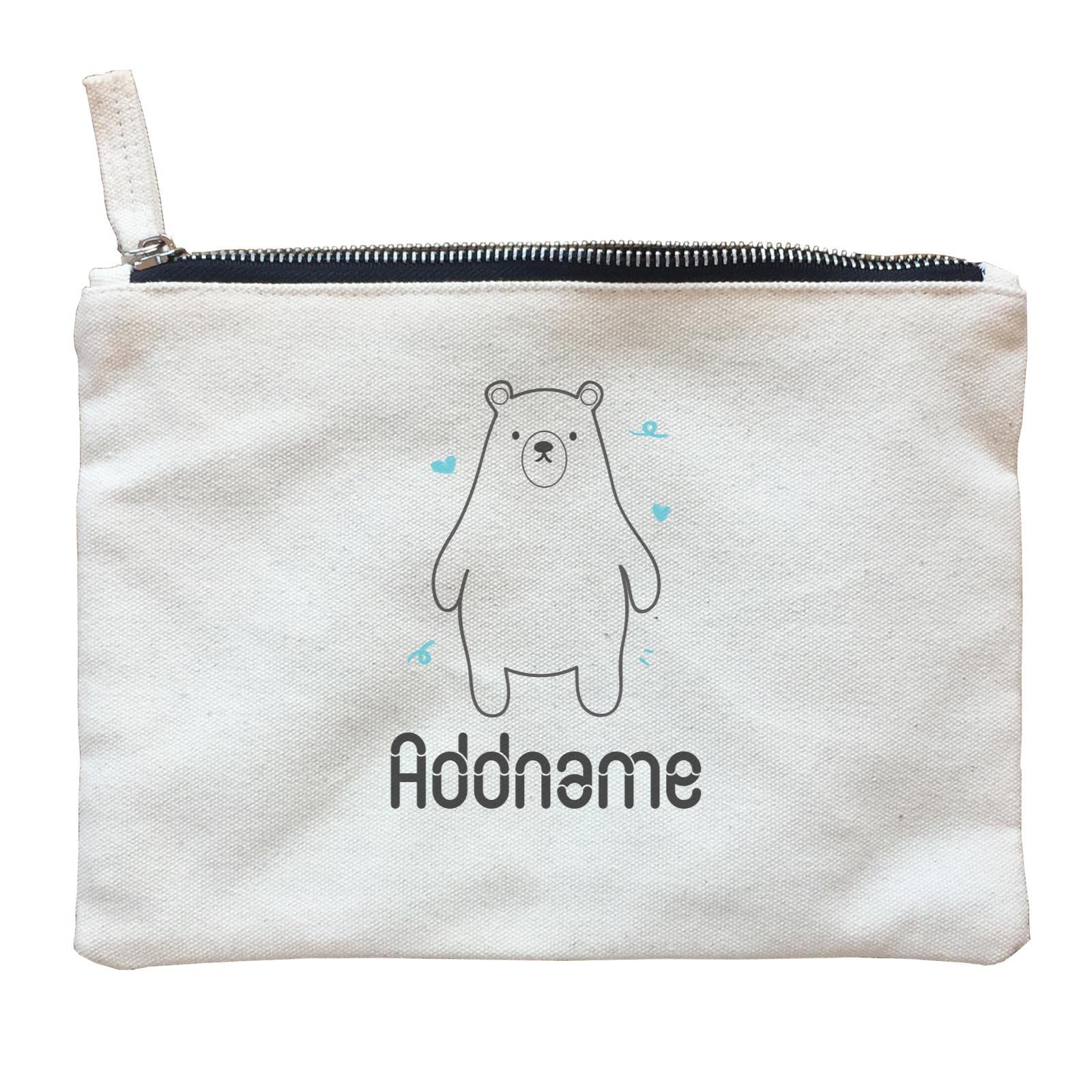 Coloring Outline Cute Hand Drawn Animals Cute Bear Addname Zipper Pouch