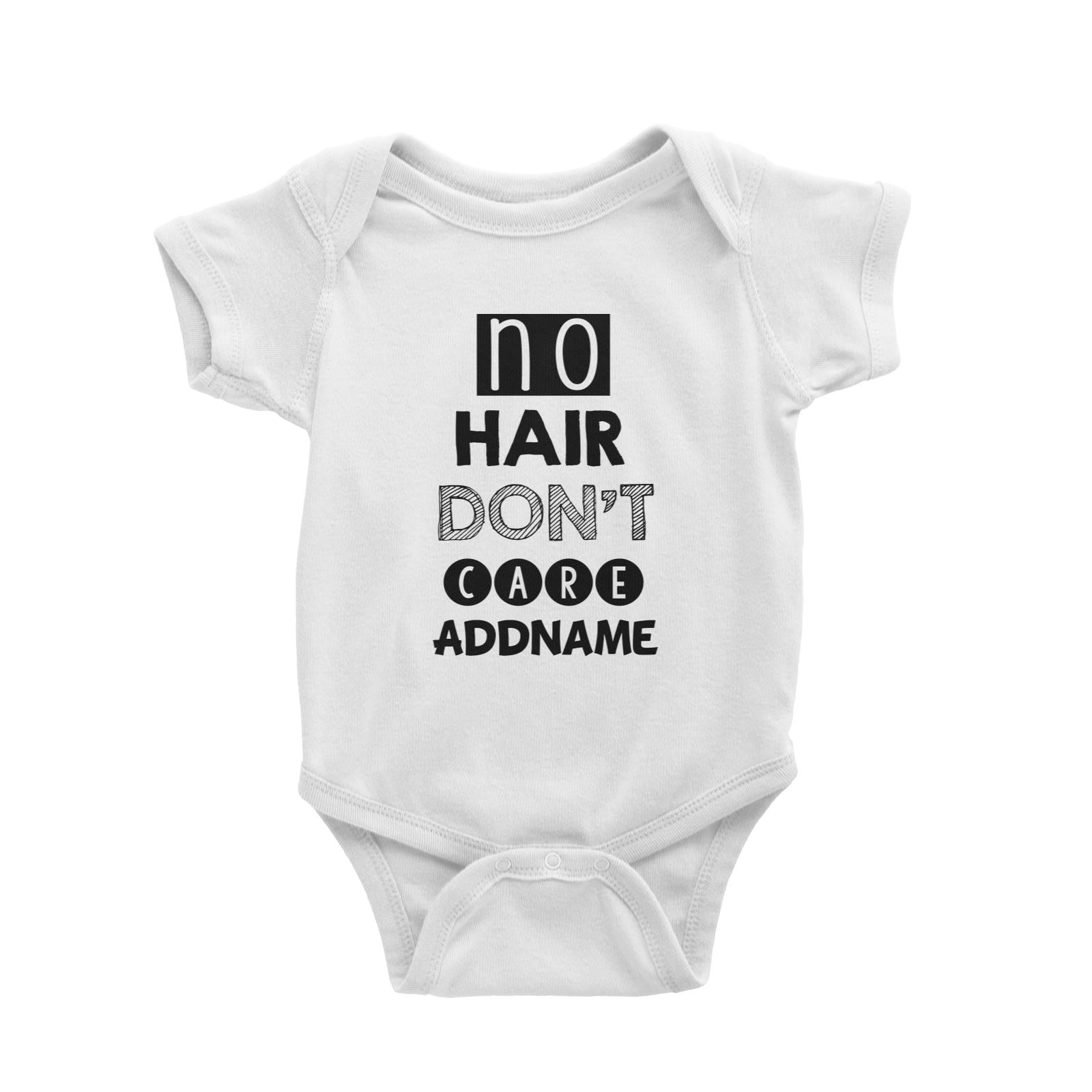 No Hair Don't Care White Baby Romper