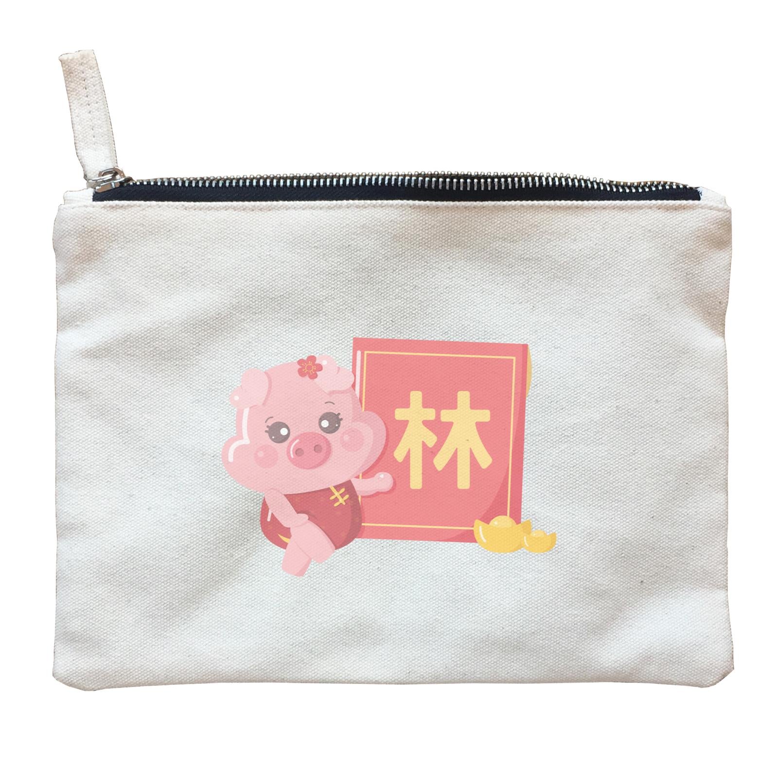 Chinese New Year Cute Pig Angpau Girl Accessories With Addname Zipper Pouch