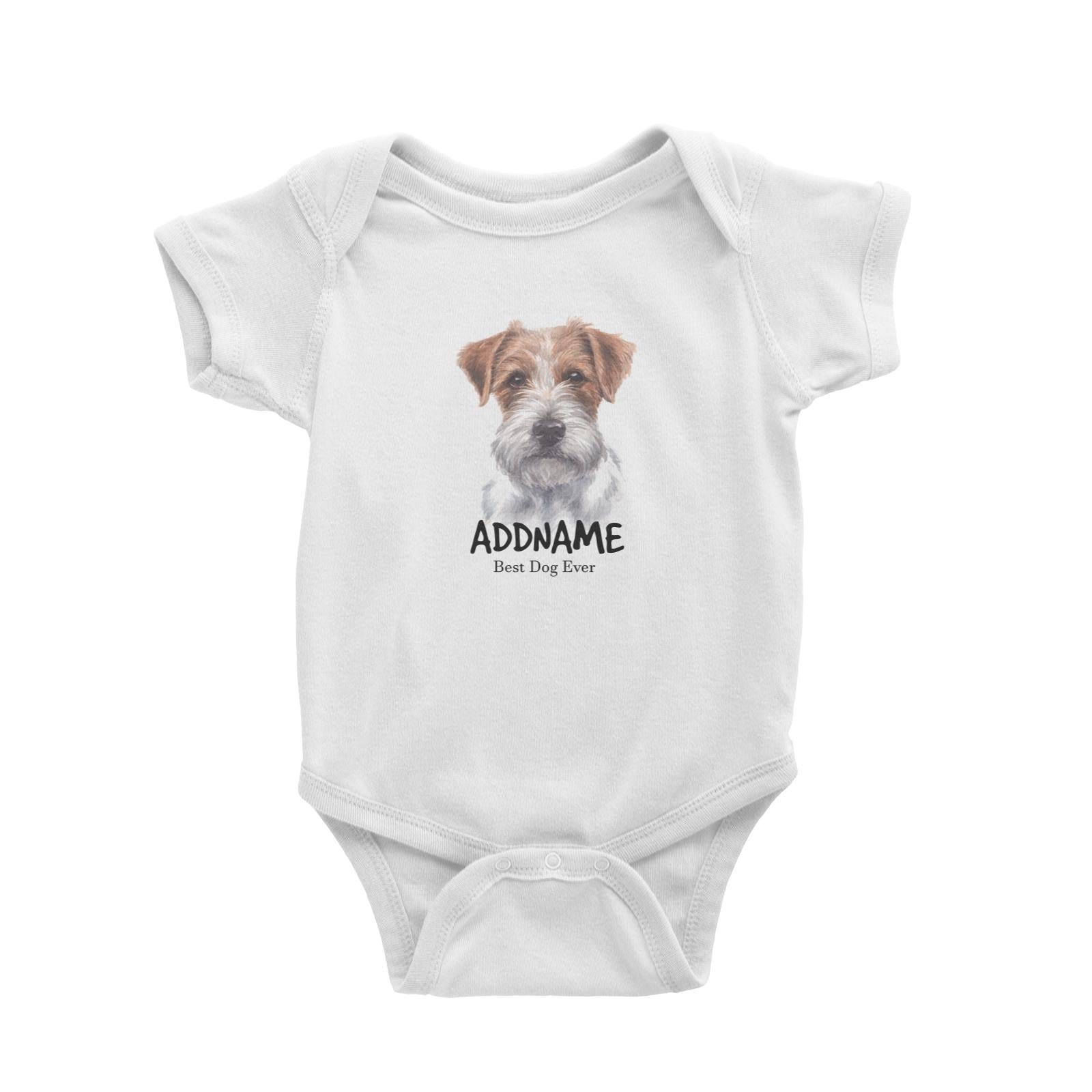 Watercolor Dog Jack Russell Hairy Best Dog Ever Addname Baby Romper