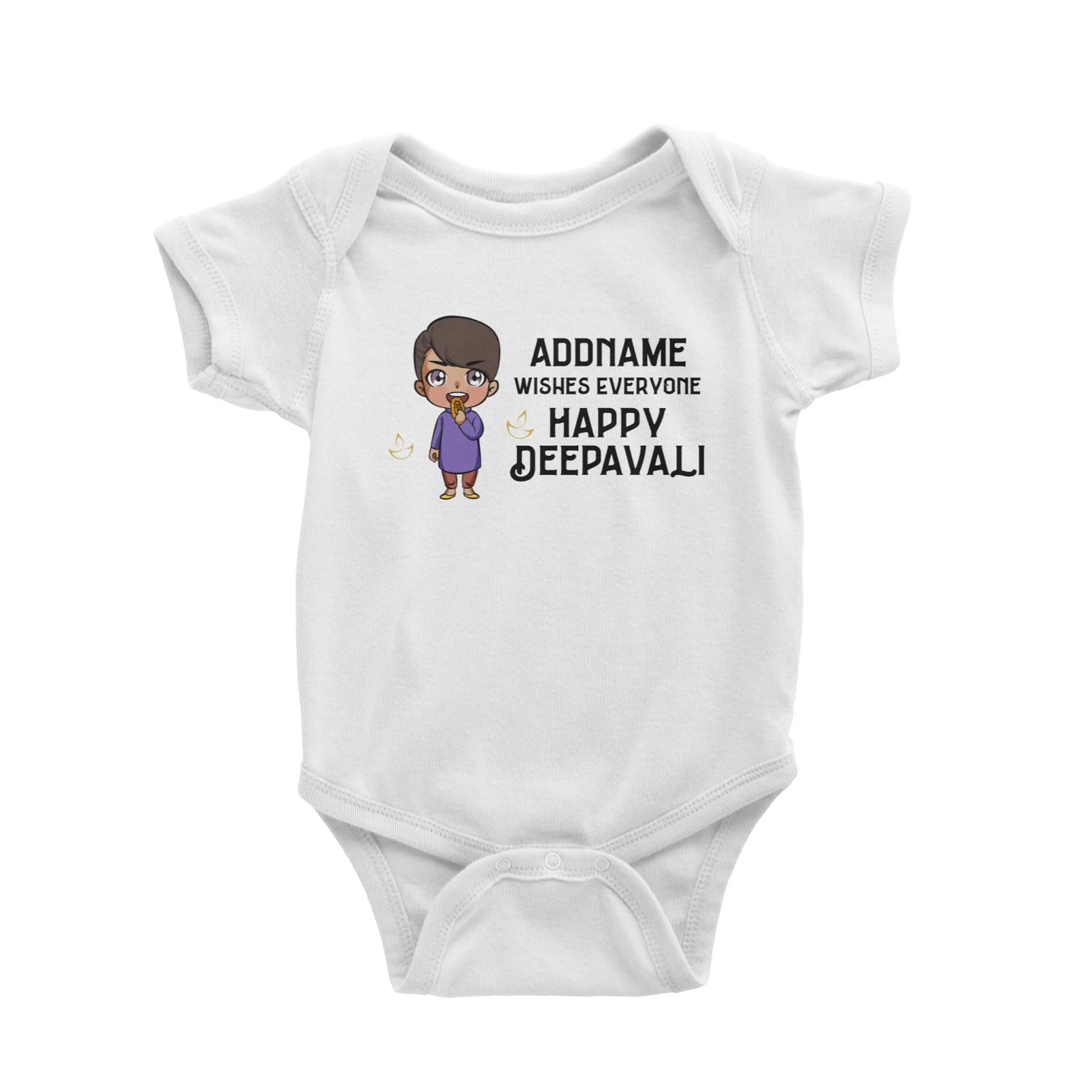 Deepavali Chibi Little Boy Front Addname Wishes Everyone Deepavali Baby Romper